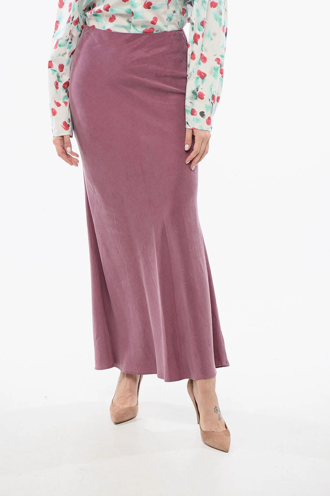 Max Mara og1mm0426 Linen-Blend Skirt in Burgundy Size 28" / US 6 / IT 42 - 1 Thumbnail