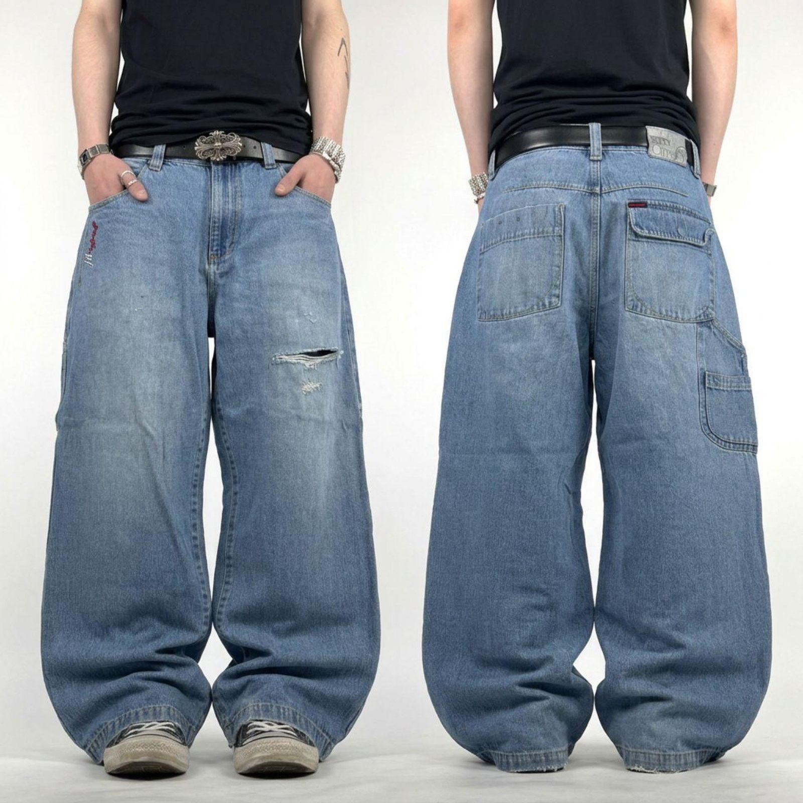 Fubu × JNCO × Vintage Vintage y2k fubu stonewash archive baggy wide leg jeans Size US 34 / EU 50 - 1 Thumbnail