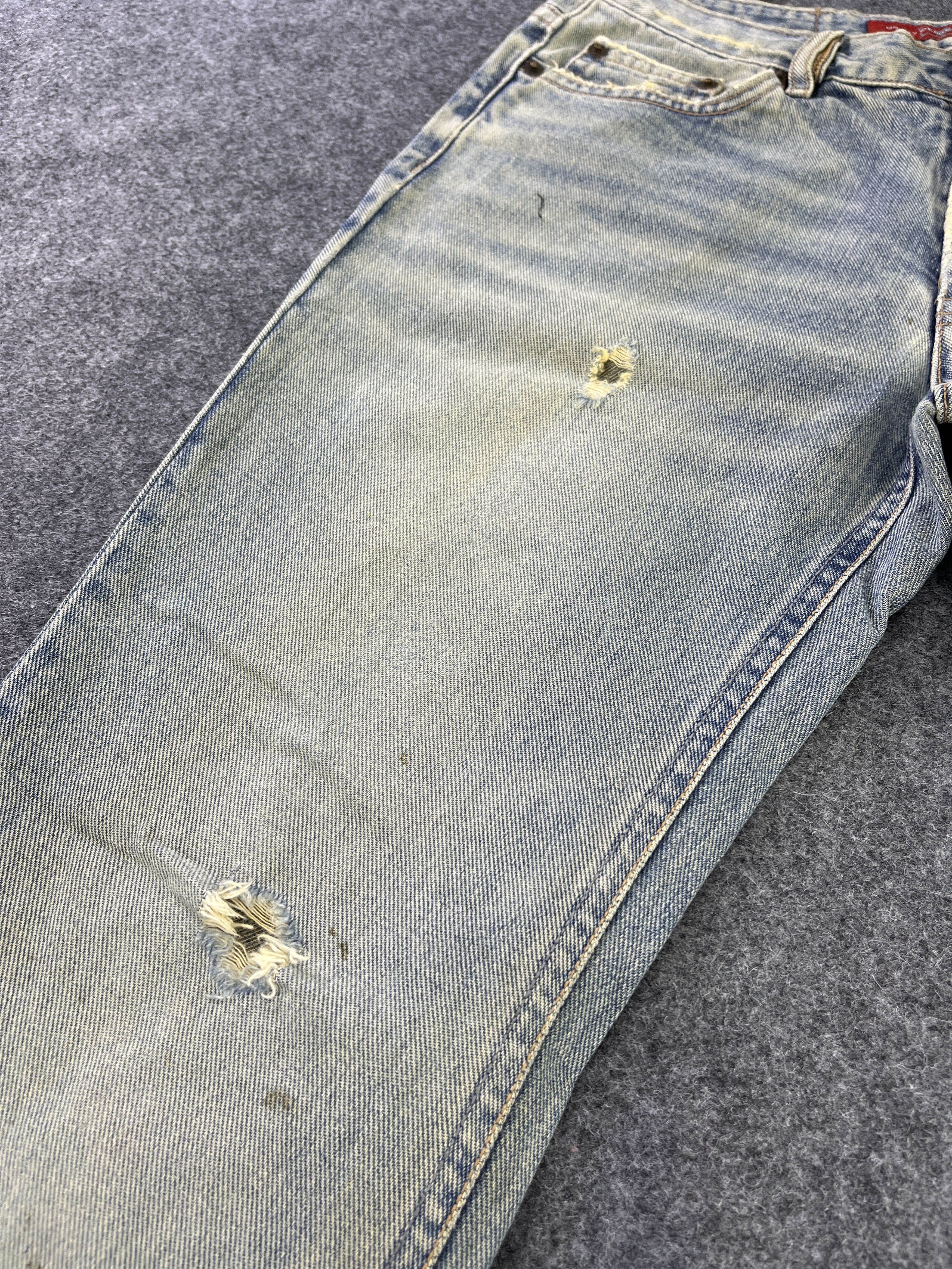 Japanese Brand G Jon Distressed Jeans Flare Denim - J945 Size 29" - 13 Thumbnail