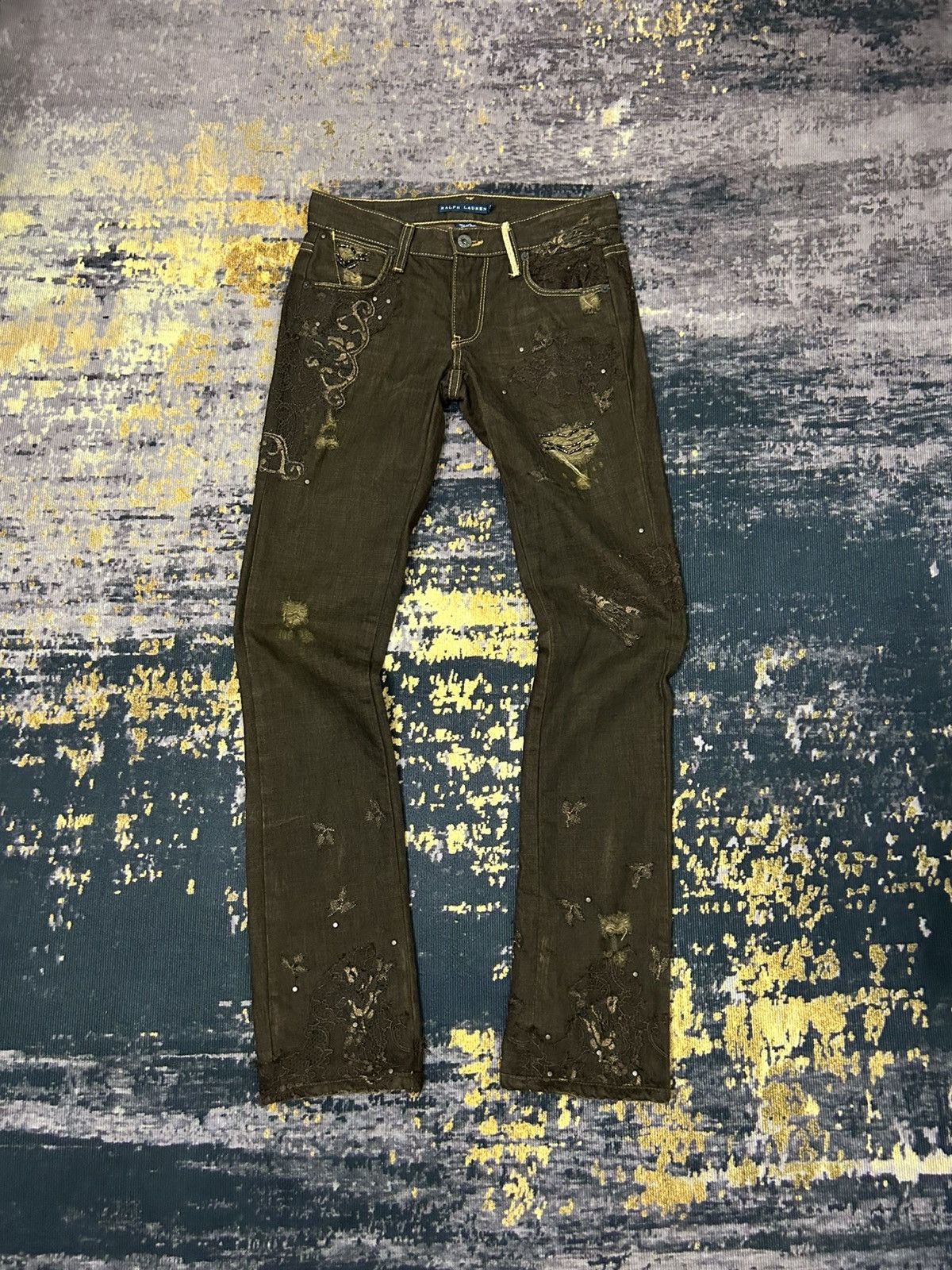 Ralph Lauren Ralph Lauren Lace Ripped Bead Jeans Size US 28 / EU 44 - 2 Thumbnail