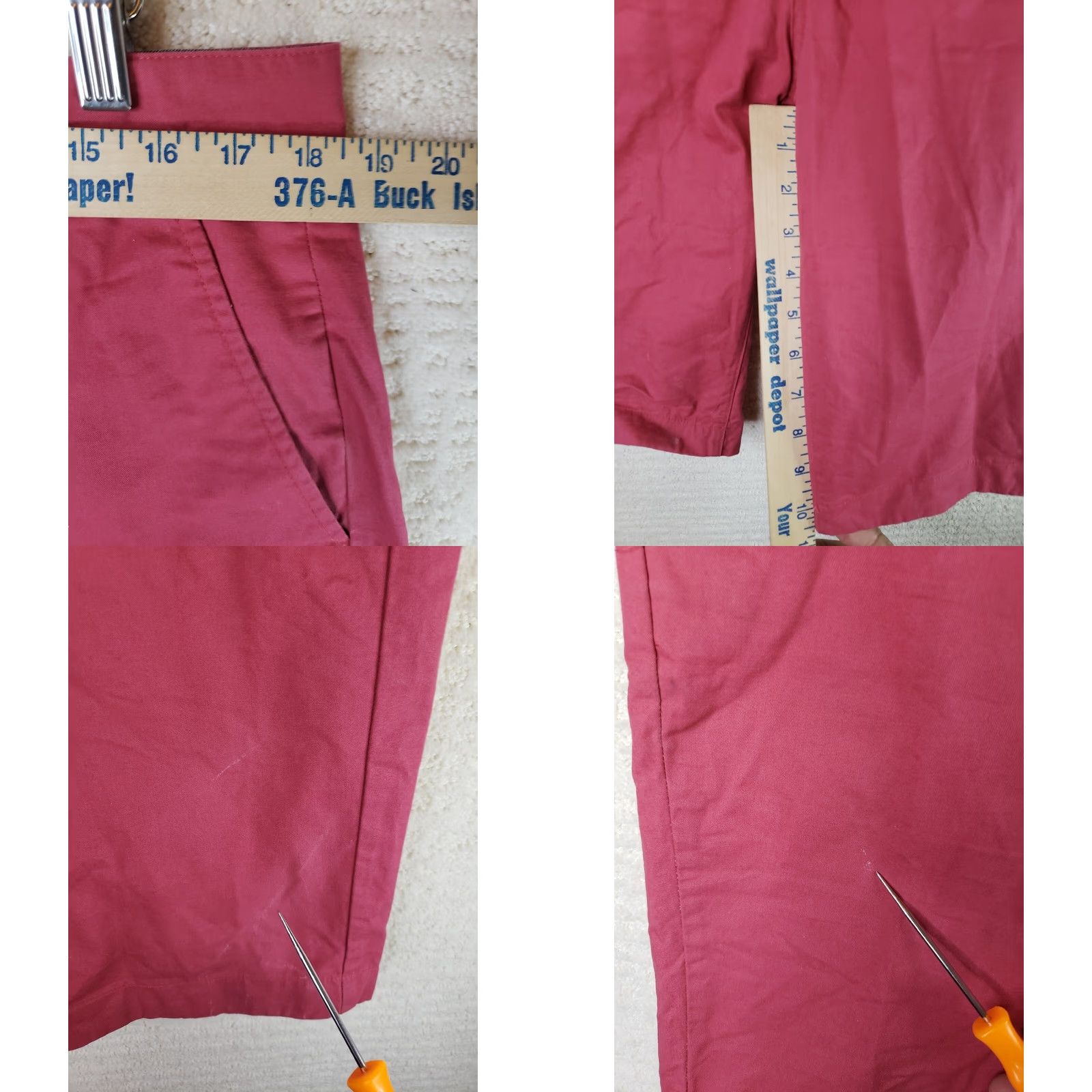 Vintage Allegiany NY Men's 34W x 10.5L Red Cotton Shorts Longer Length Chino Casual Regular Waist Pocket 34in Inseam 10.5in Mens Red Cotton Shorts Size US 34 / EU 50 - 8 Thumbnail