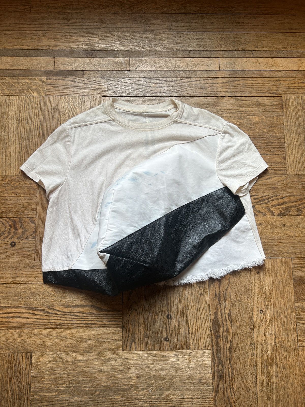 Pre-owned Rick Owens Ss18 Sample Croped Sculptural Tee In Multicolor