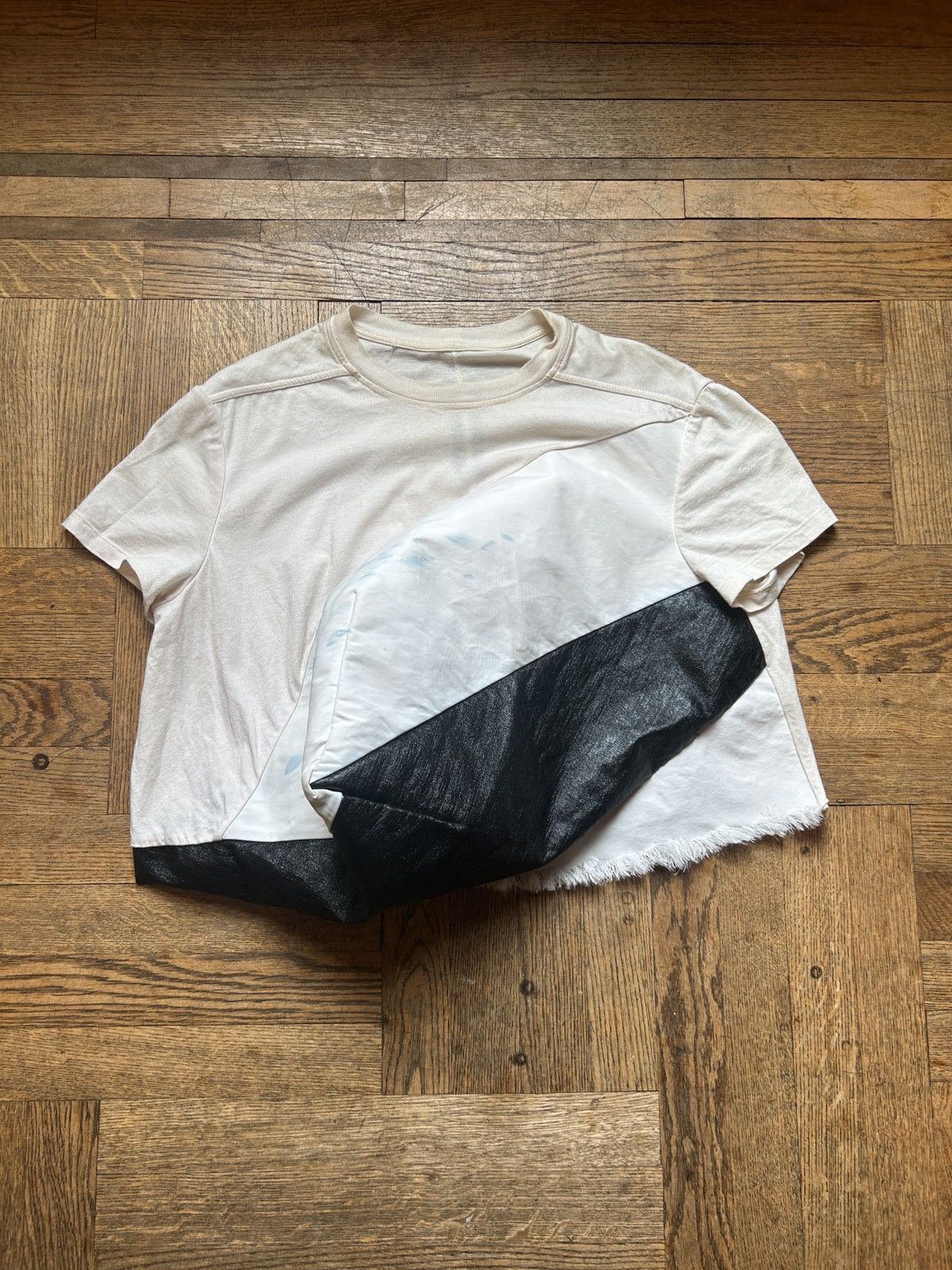 image of Rick Owens Ss18 Sample Croped Sculptural Tee, Men's (Size Medium)