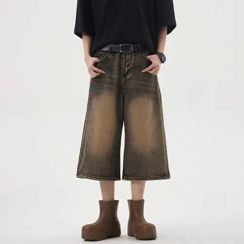 VIBE Vintage wide-leg wasteland style washed loose denim shorts Size US 31 - 6 Thumbnail
