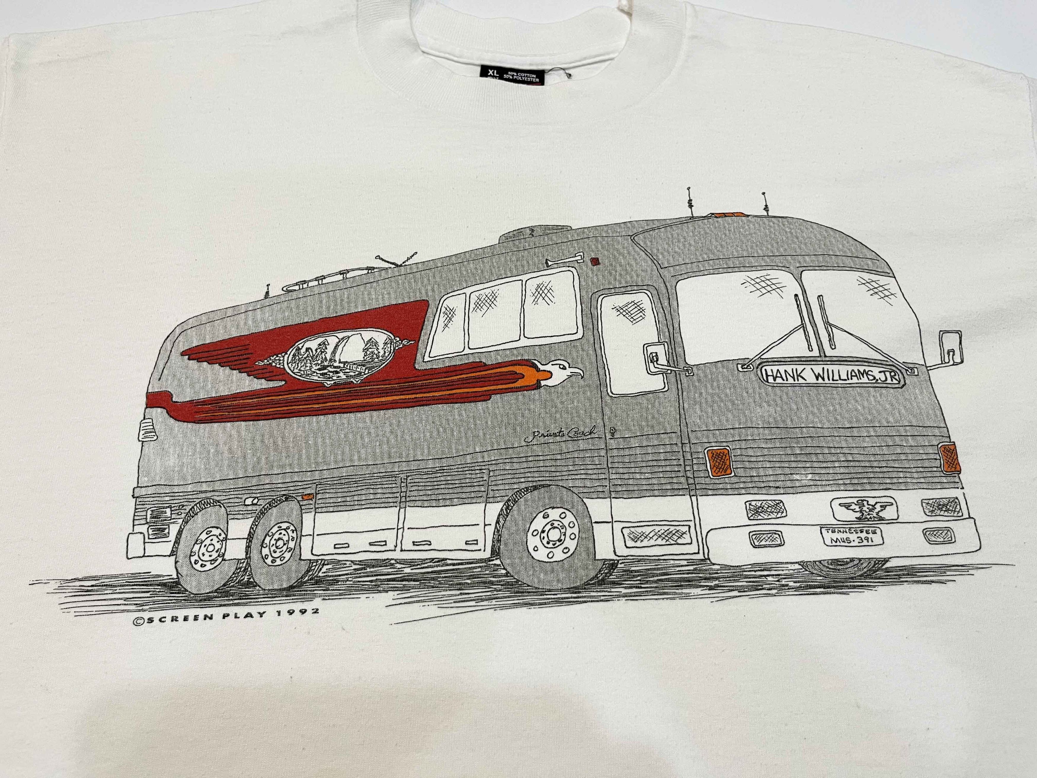 Vintage Vintage Screen Stars 1992 Hank Williams Jr. Bus T-Shirt Size US XL / EU 56 / 4 - 2 Thumbnail