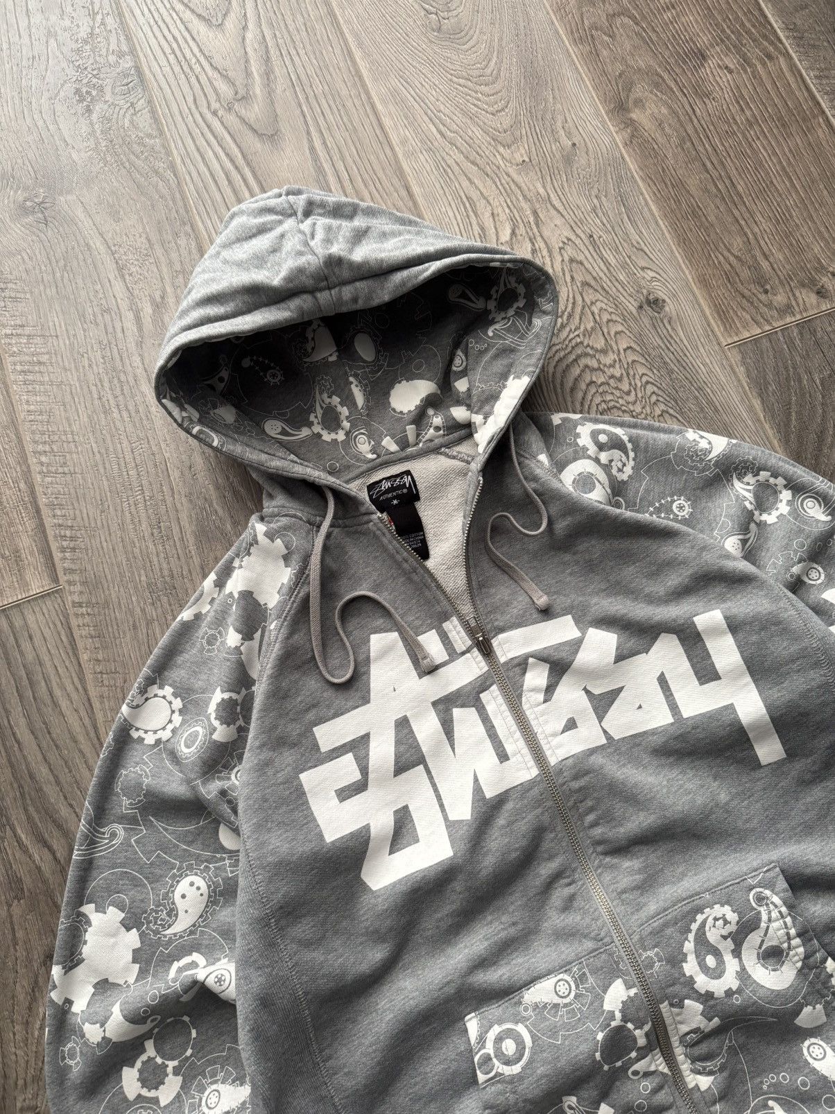 Stussy × Vintage Vintage Stussy Big Logo Zip-Up Hoodie Size US M / EU 48-50 / 2 - 2 Thumbnail