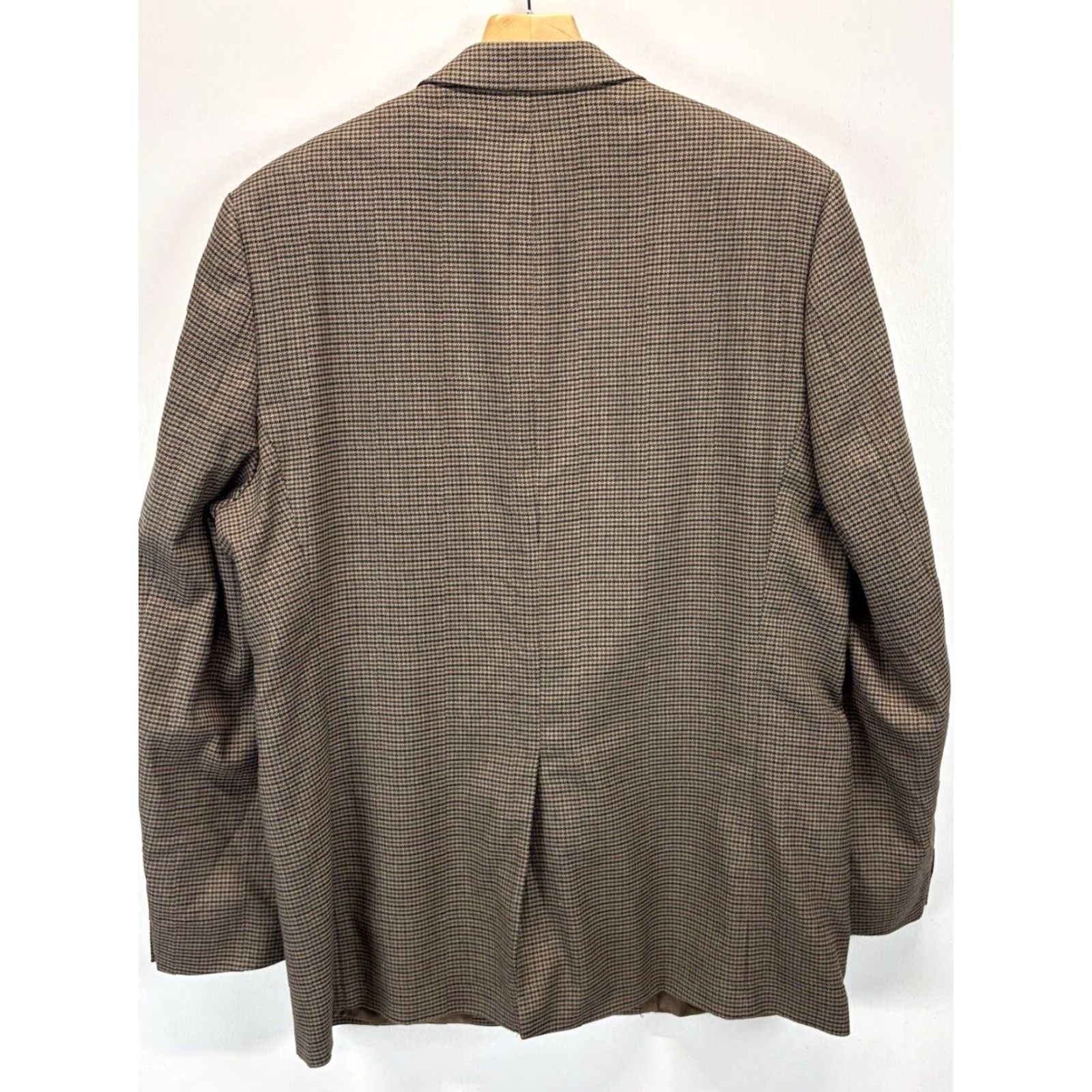 Ralph Lauren VINTAGE Lauren Ralph Lauren Houndstooth Blazer Jacket 44L Big & Tall Brown Navy Mens Sports Size 44L - 3 Thumbnail