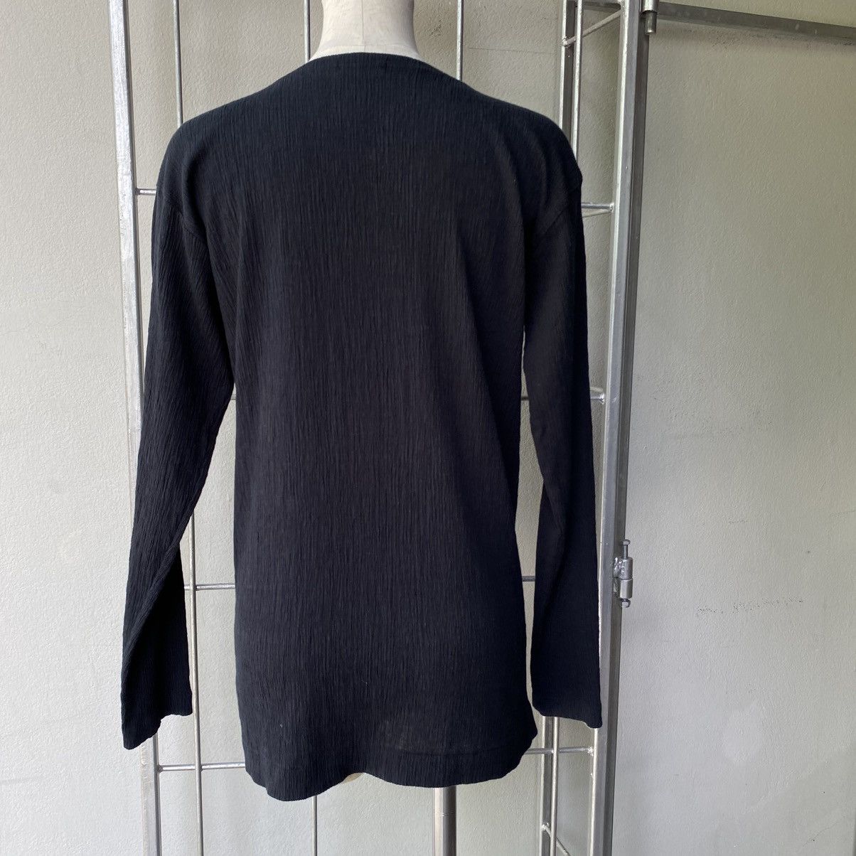 Issey Miyake Plantation Black Crinkled Stretch Long Sleeve Top Size M / US 6-8 / IT 42-44 - 19 Thumbnail