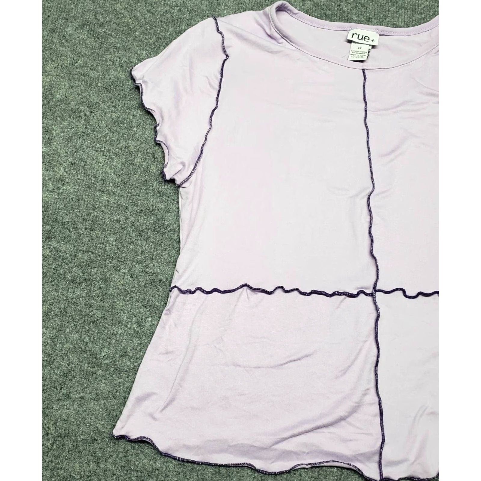 Vintage Rue21 Casual Top Womens 2X Purple Short Sleeve Cap Stretch Thick Stitch New Blouse Knit Polyester Spandex Basic All Seasons Mens? Size XXL / US 16-18 / IT 52-54 - 4 Thumbnail