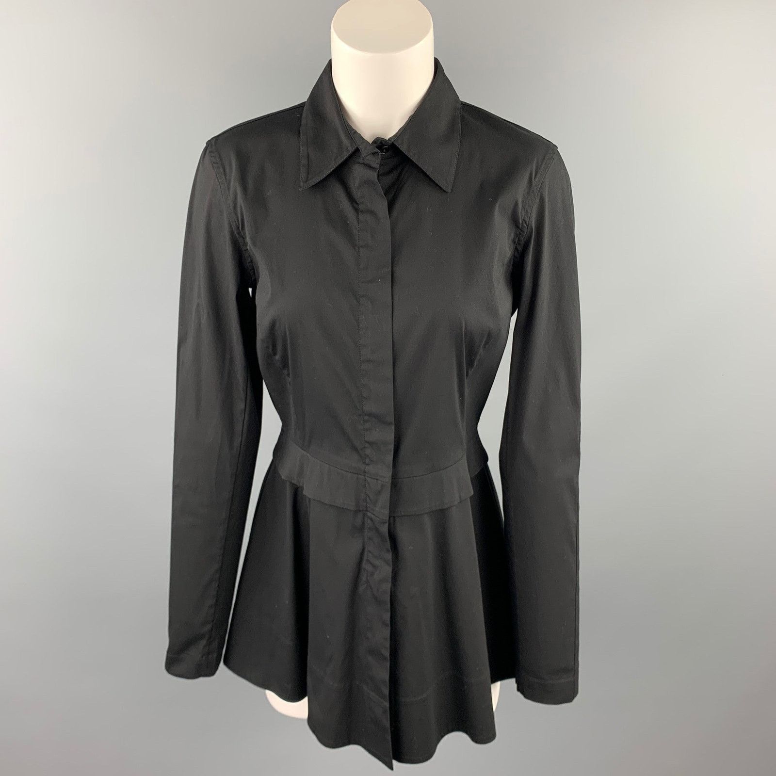 Donna Karan DONNA KARAN Size 8 Black Cotton Blend Long Sleeve Mini Dress Size M / US 6-8 / IT 42-44 - 1 Thumbnail