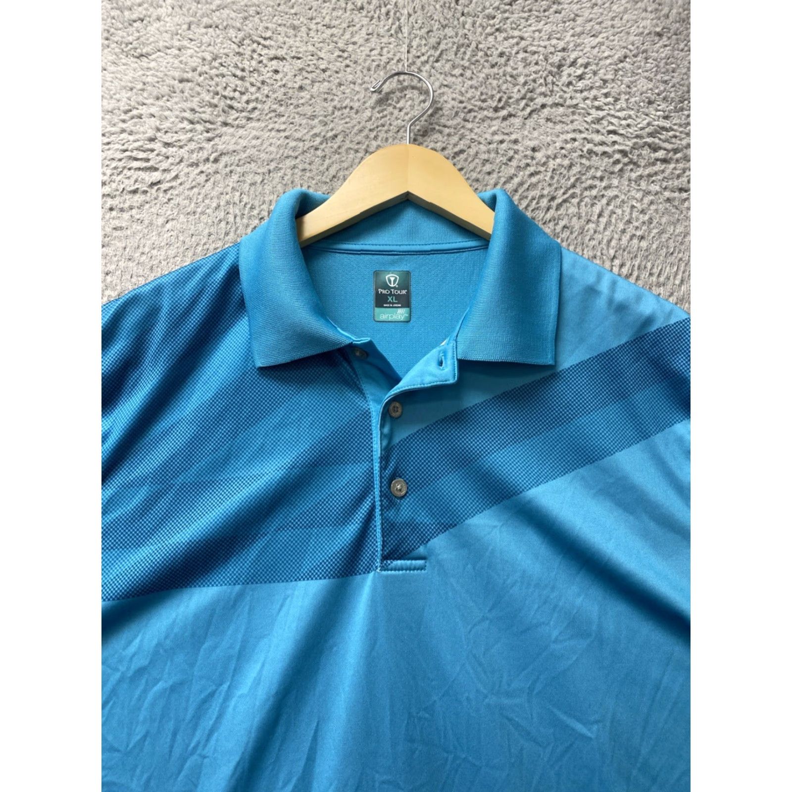 Vintage PRO TOUR Men's XL Aqua Short Sleeve Performance Golf Polo Shirt Size US XL / EU 56 / 4 - 2 Thumbnail