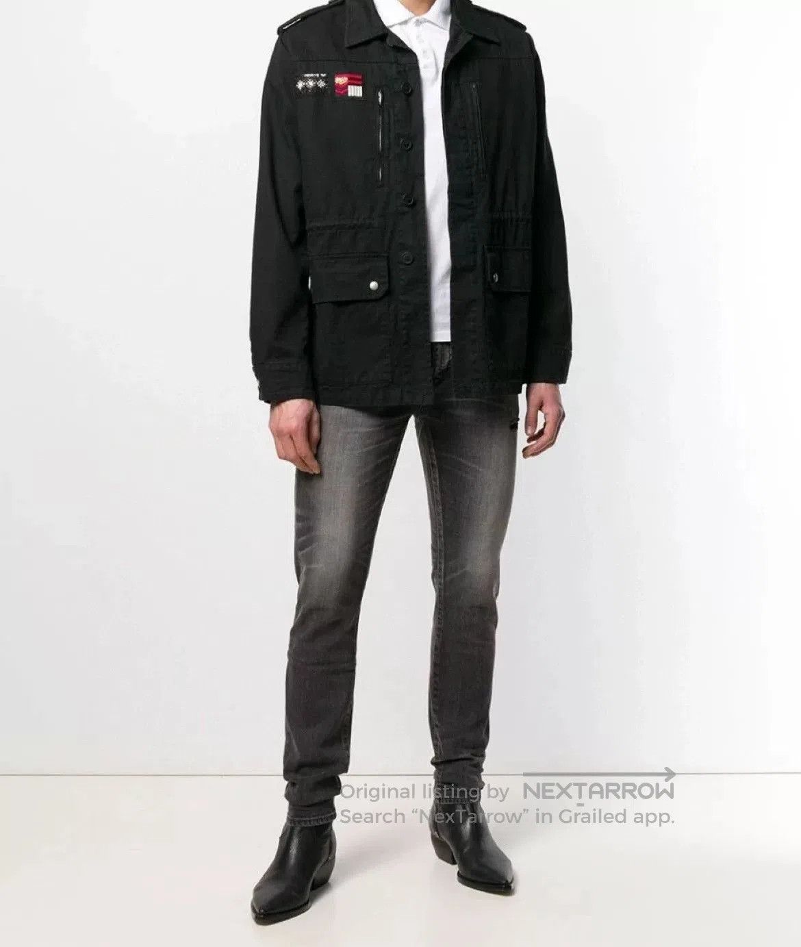 Saint Laurent Paris Saint Laurent Black Military Jacket with Badge. Size US M / EU 48-50 / 2 - 7 Thumbnail