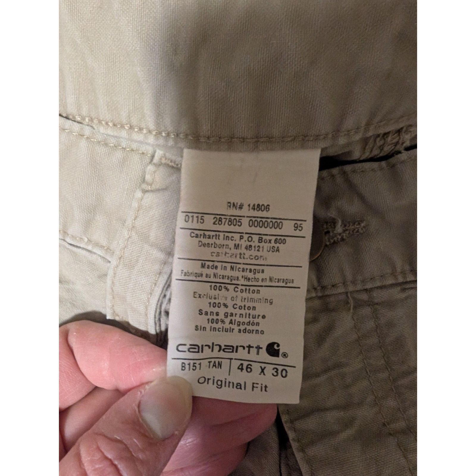 Carhartt Carhartt * Stained * Work Pants B151 Mens 46x30 Beige Canvas Size US 44 / EU 60 - 2 Thumbnail