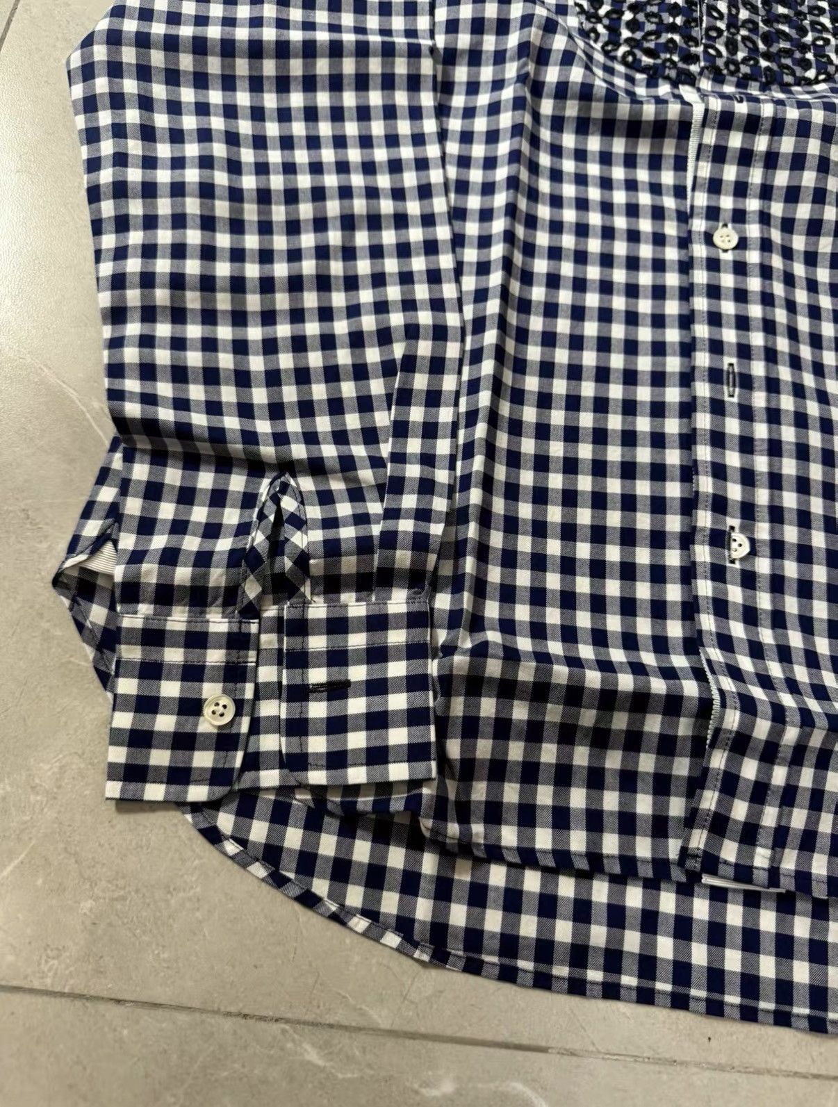 Sacai Sacai Plaid Shirt with Embroidered Collar J34 Size US XS / EU 42 / 0 - 3 Thumbnail