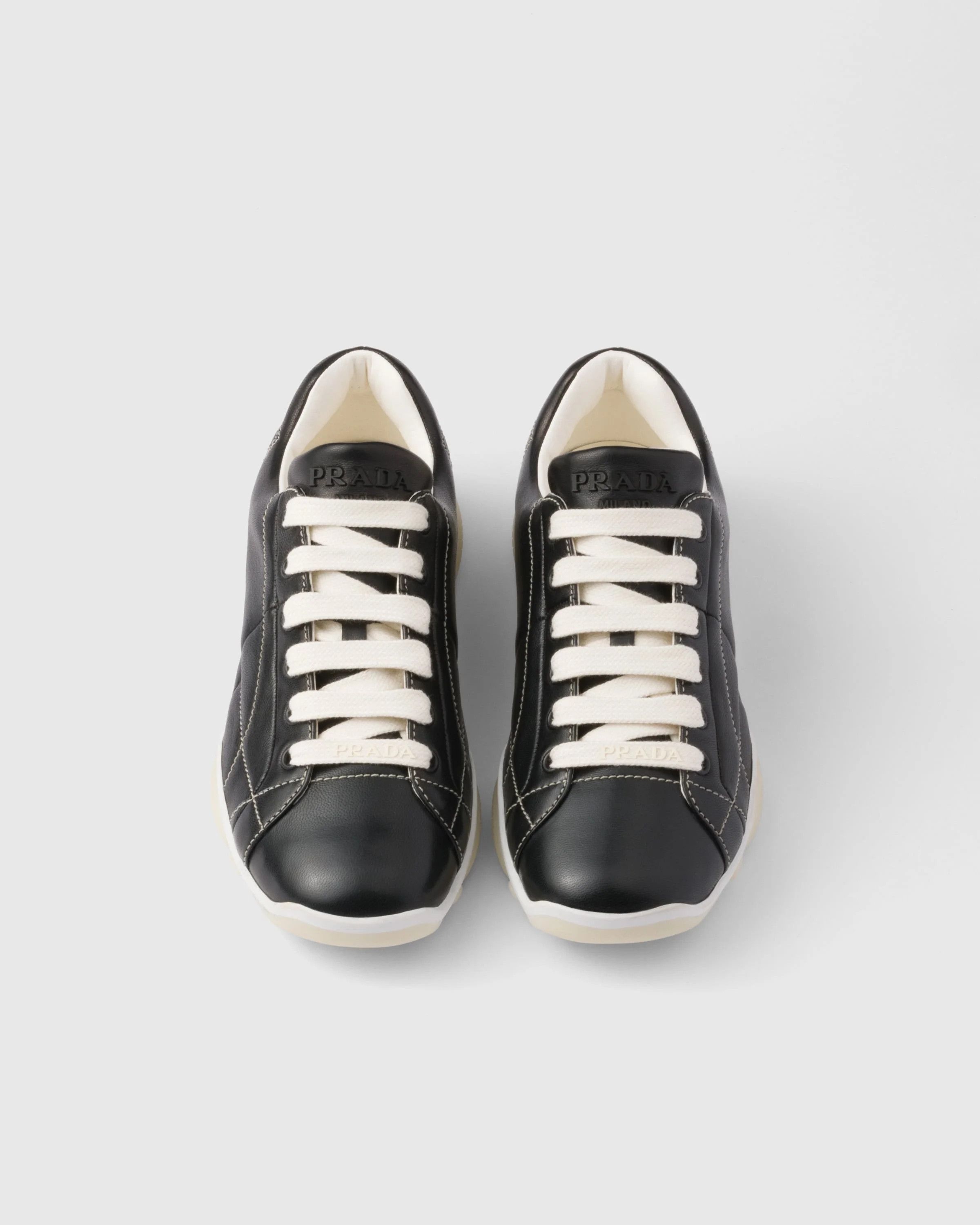 Prada o1srvl11e0226 Dup / Nappa Leather Sneakers in Black Size US 10 / EU 43 - 3 Thumbnail