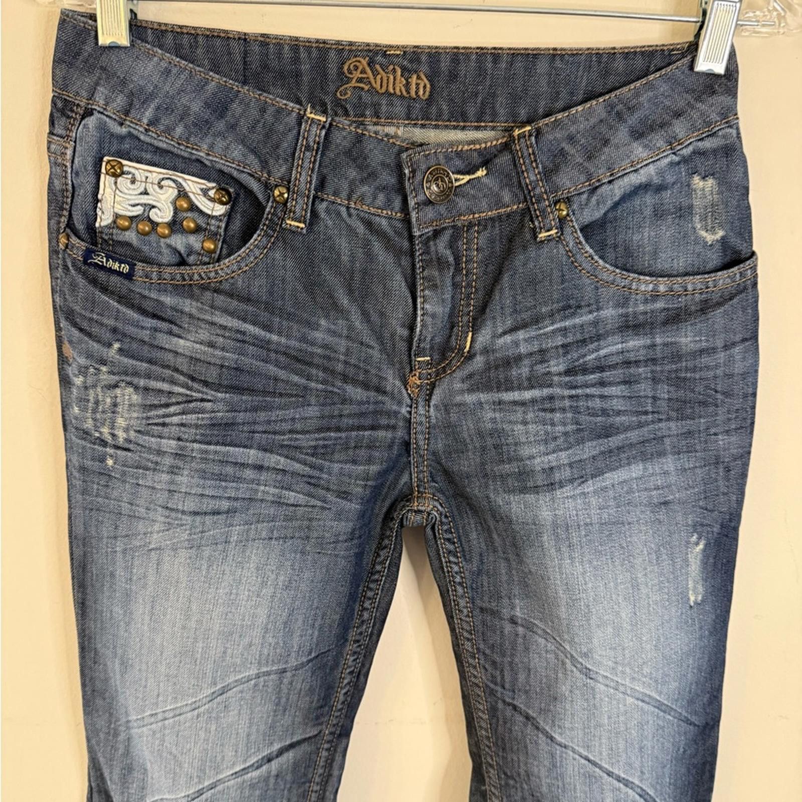 Other Adiktd distressed straight leg denim jeans lace studs 4/28” Size 27" / US 4 / IT 40 - 5 Thumbnail