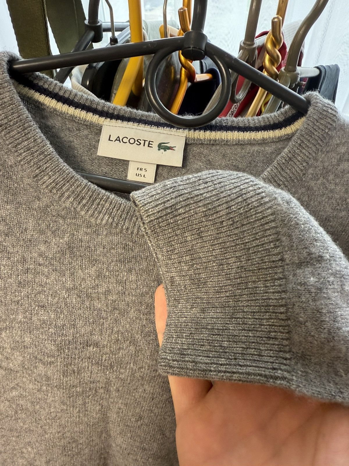 Lacoste 100% wool Lacoste sweater Grey L size Size US L / EU 52-54 / 3 - 3 Thumbnail