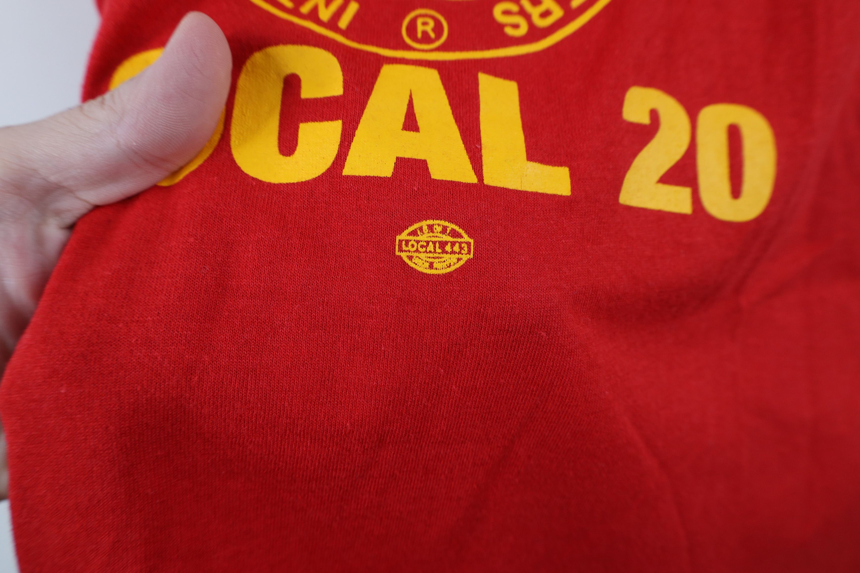 Vintage Vintage 80s Spell Out Teamsters Local 20 T-Shirt Red USA Size US XL / EU 56 / 4 - 5 Thumbnail