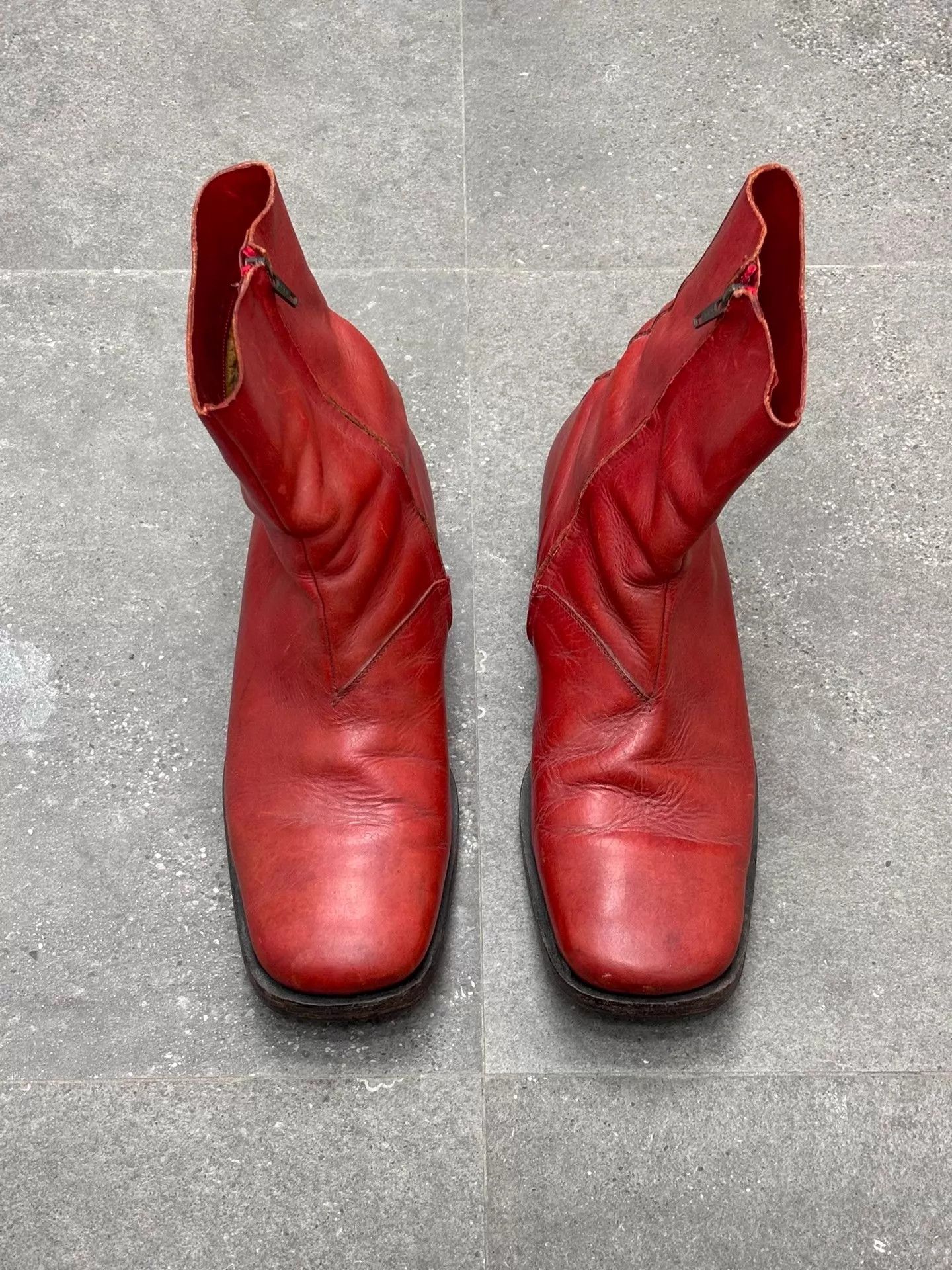 Maison Margiela MMM Artisanal Blood Red SquareToe Boot 43 S/S02 Size US 10 / EU 43 - 2 Thumbnail
