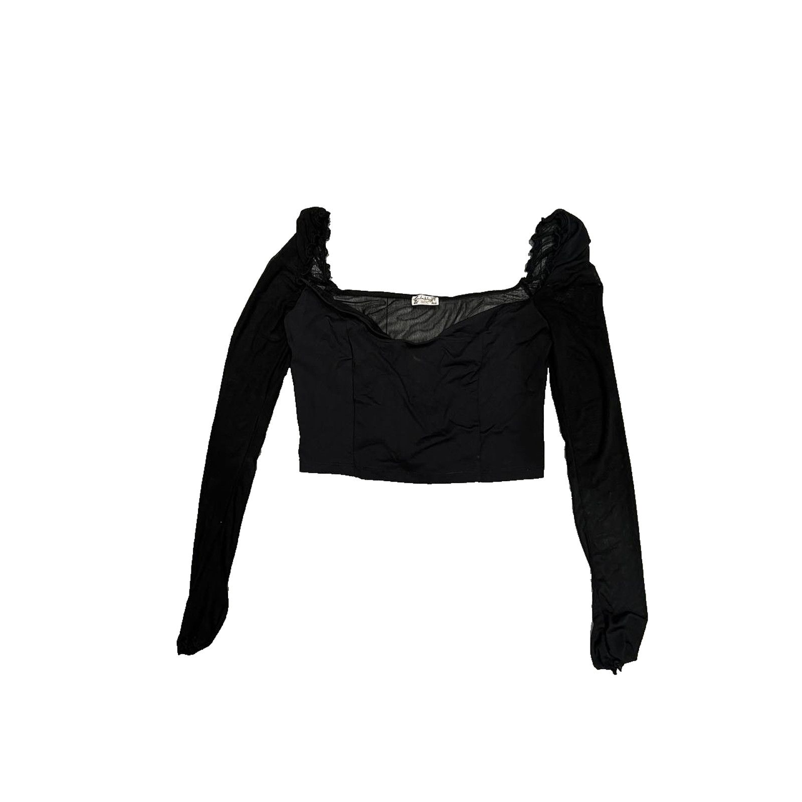 Free People Free People Black Sheer Tank Y2K Long Top Small A003251 Size S / US 4 / IT 40 - 4 Thumbnail