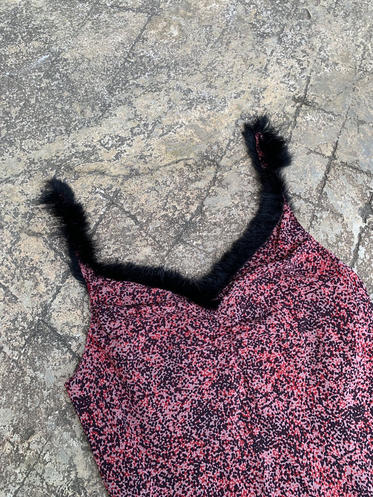 If Six Was Nine × Japanese Brand × Le Grande Bleu (L.G.B.) y2k Vivayou Japan Faux Fur Red Bitty Dot Silk Dress Size S / US 4 / IT 40 - 6 Thumbnail