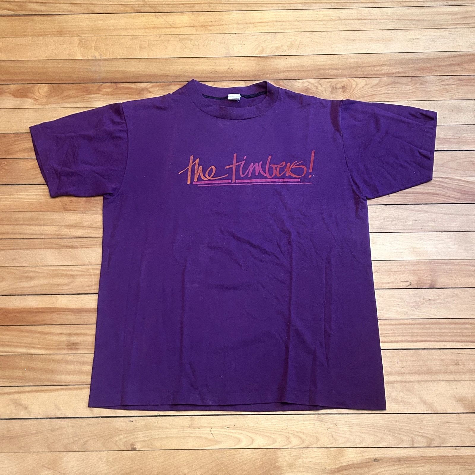 Velva Sheen × Vintage Vintage 80s The Timbers Purple T-Shirt Size US L / EU 52-54 / 3 - 1 Thumbnail