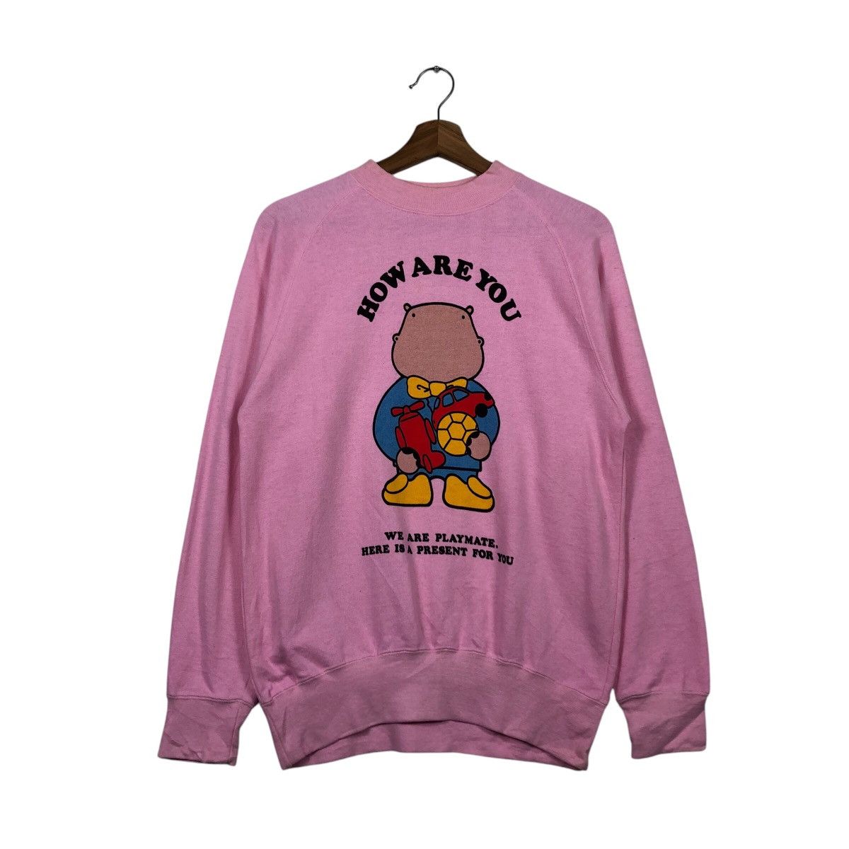 Hysteric Glamour 📌Vintage Sweatshirt Hataryu Bear Big Logo Design Rich Pink Size US M / EU 48-50 / 2 - 2 Thumbnail