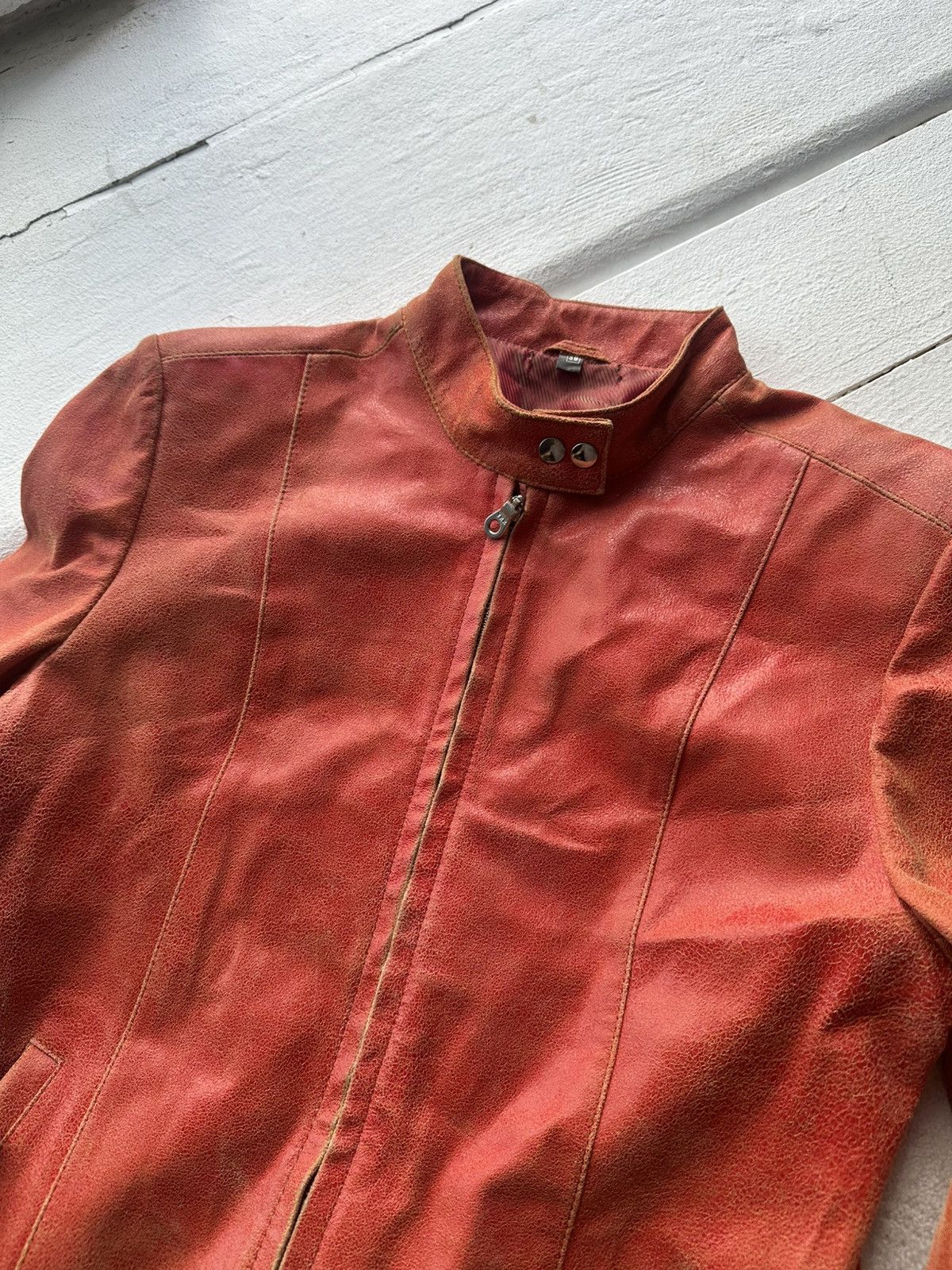 Other 🚨Y2K RICK OWENS TYPE DIRTY SLIM FIT ZIP LEATHER JACKET Size XS / US 0-2 / IT 36-38 - 5 Thumbnail