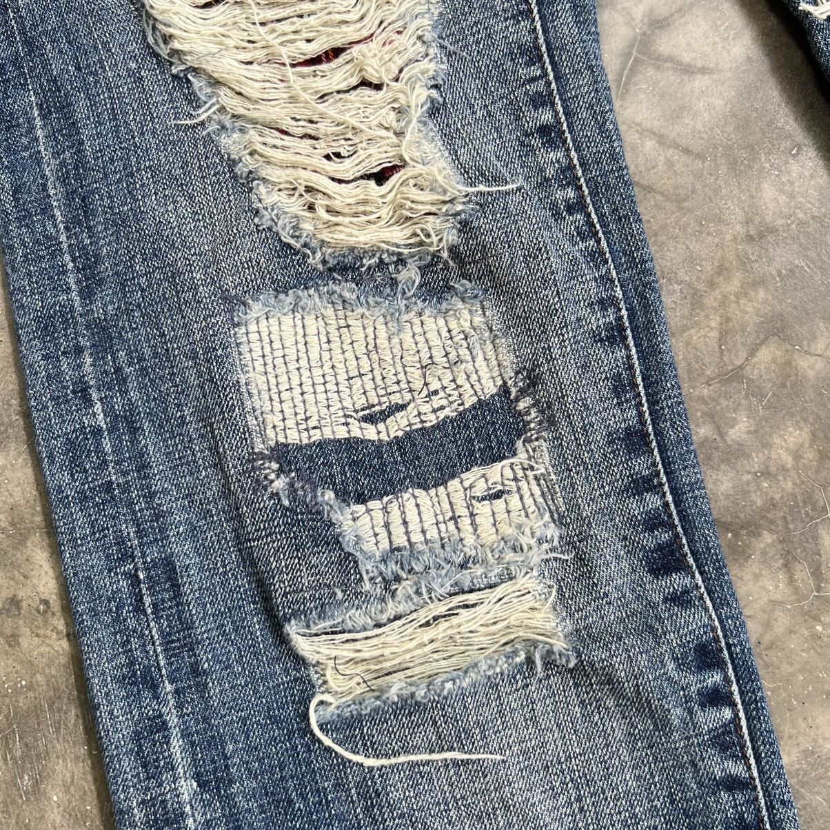 Japanese Brand Junya Watanabe Style Patchwork Sashiko Boro Selvedge Jeans Size US 31 - 6 Thumbnail