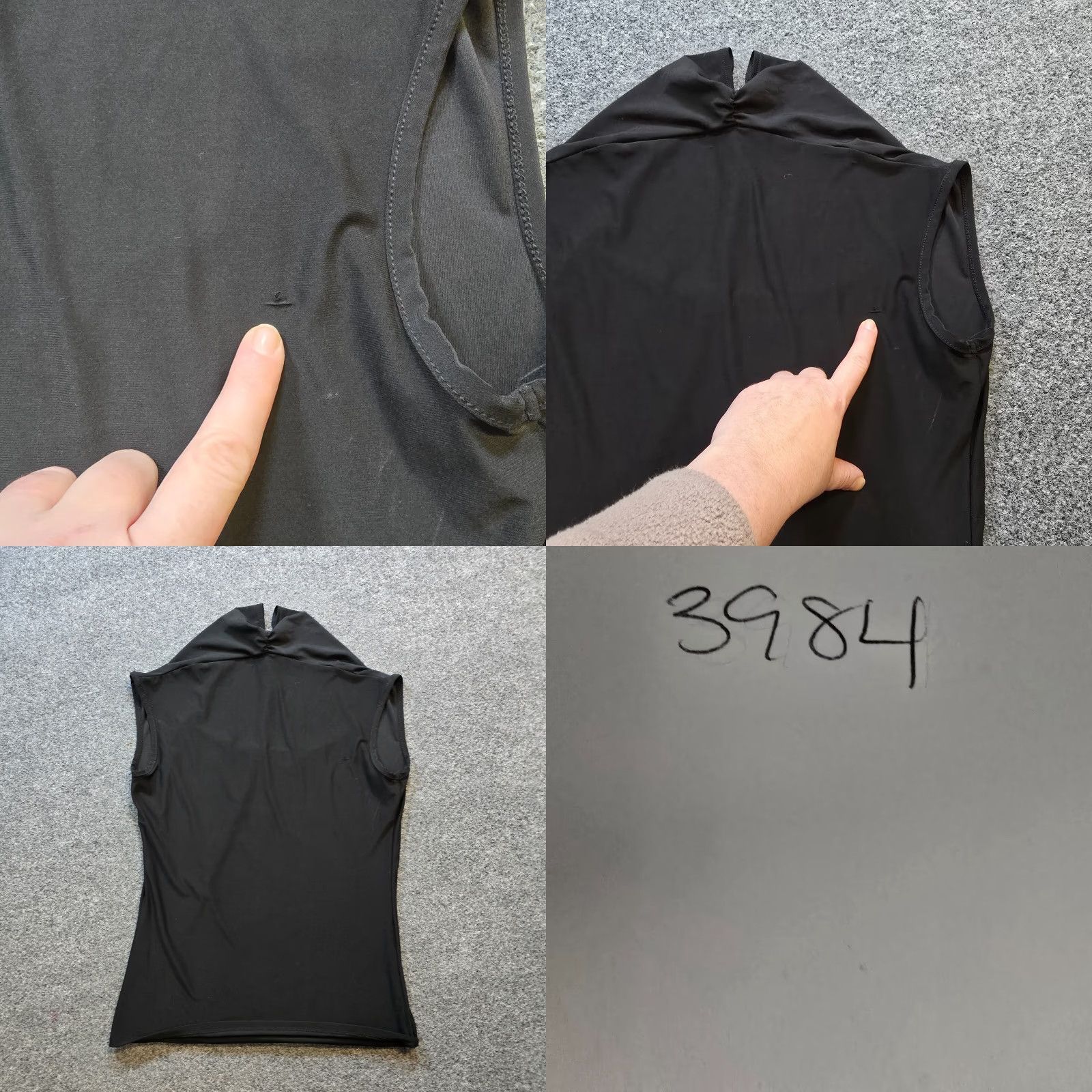 Vintage For Cynthia Top womens Size Medium Black Stretchy Cowl Neck Short Sleeve Blouse Size M / US 6-8 / IT 42-44 - 8 Thumbnail