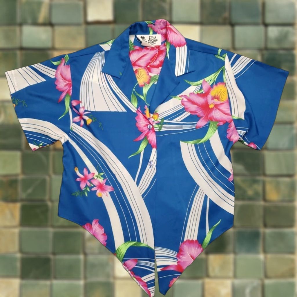 Hilo Hattie VINTAGE Hilo Hattie Shirt Womens Small Blue Floral Hibiscus Hawaiian Button Short Sleeve Size S / US 4 / IT 40 - 1 Thumbnail