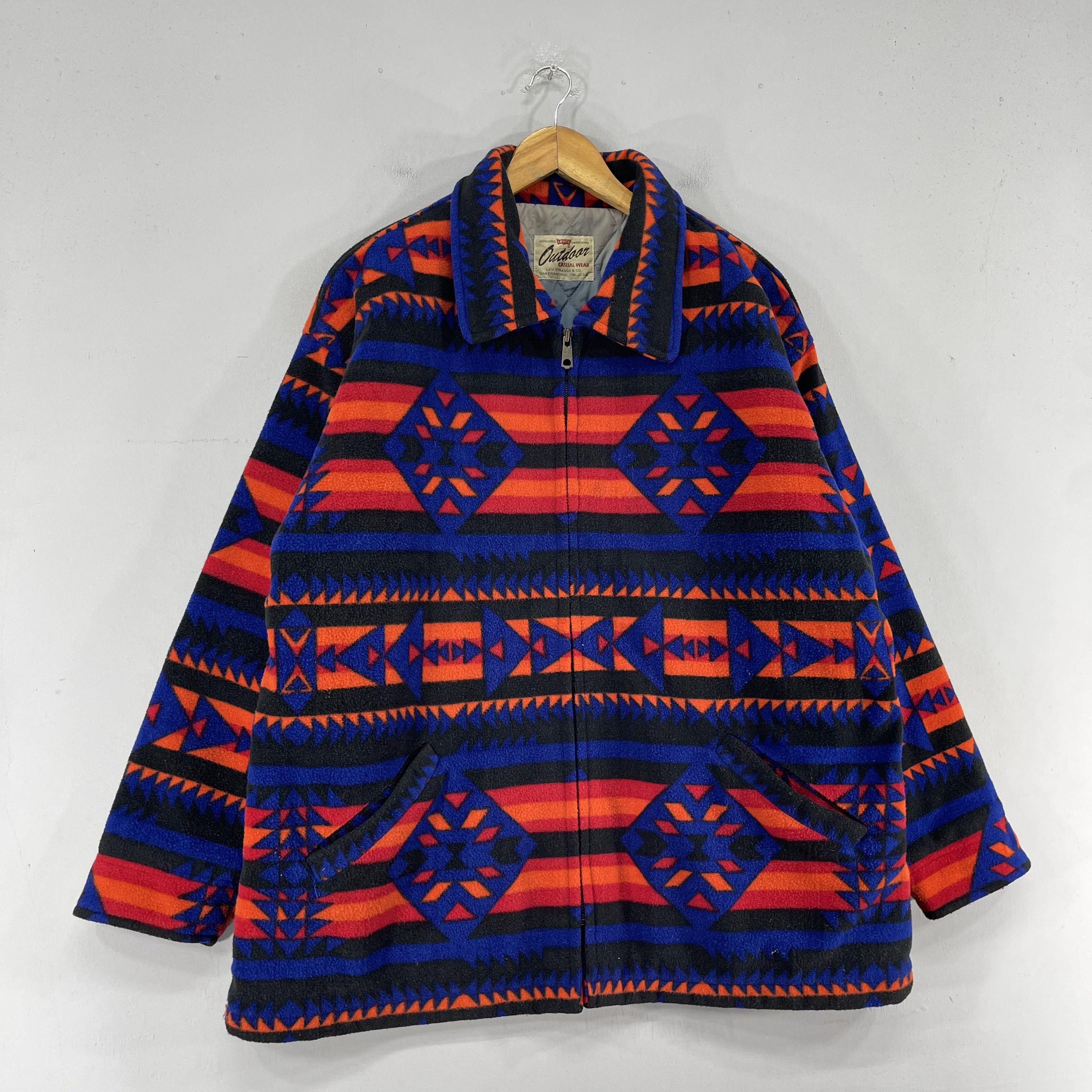 Levi's × Levi's Vintage Clothing Vintage 90s LEVIS Aztec Navajo Puffer Fleece Zipper Jacket Size US L / EU 52-54 / 3 - 4 Thumbnail
