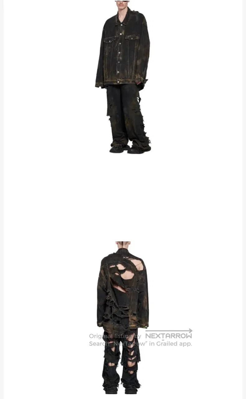 Balenciaga Balenciaga Mud Stained Destroyed Denim Jacket Size US S / EU 44-46 / 1 - 5 Thumbnail