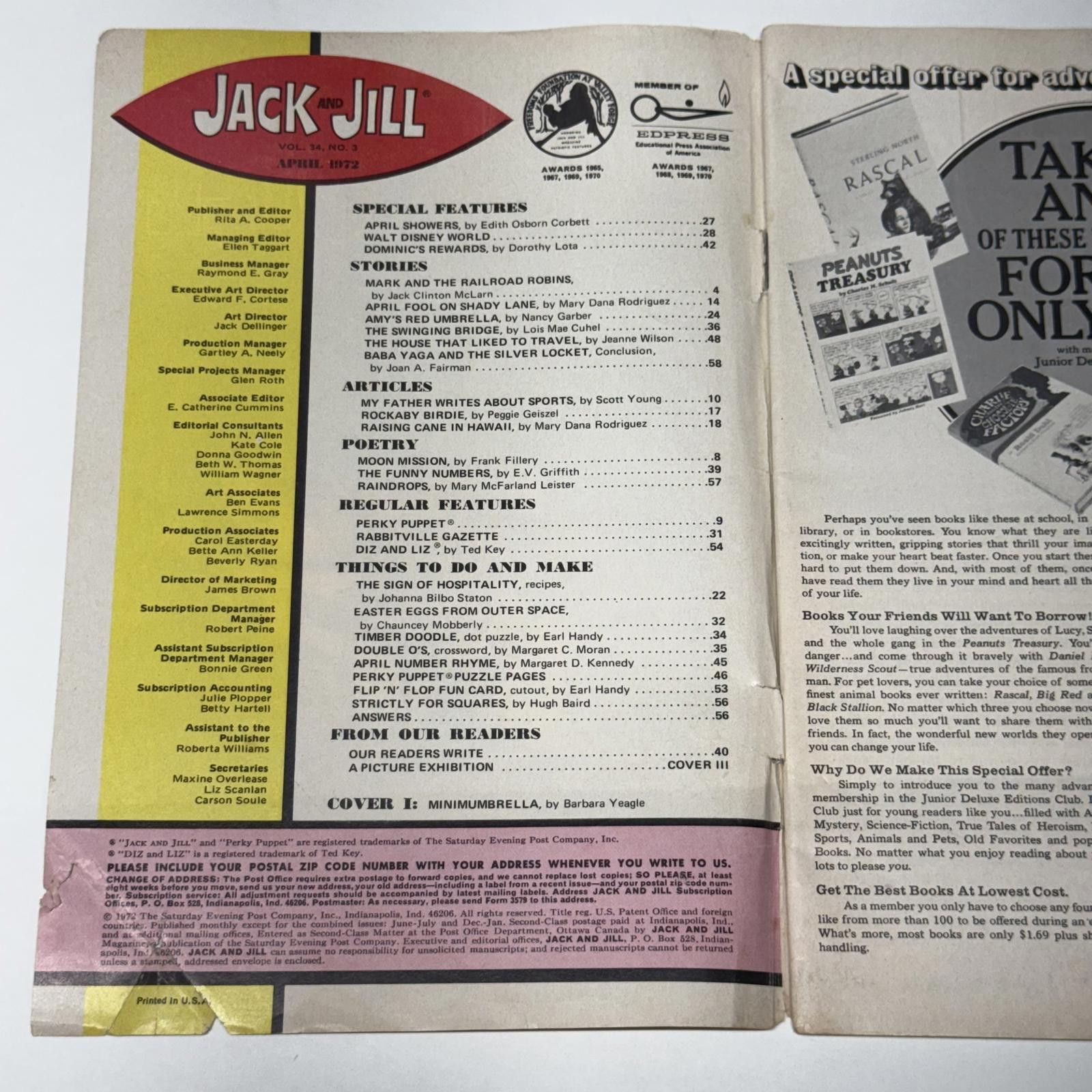 Designer Vintage April 1972 Jack and Jill Magazine Disney World Yaga Size ONE SIZE - 7 Thumbnail