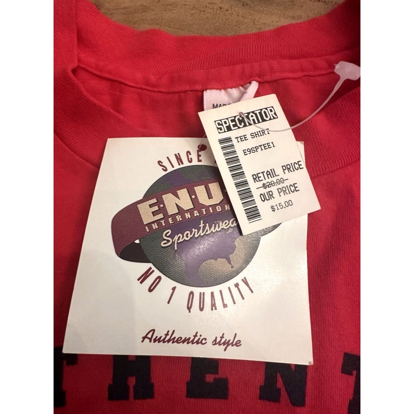 Vintage VINTAGE 90s ENUF International T-Shirt Embroidered Red Men XL NWT Single Stitch Size US XL / EU 56 / 4 - 4 Thumbnail
