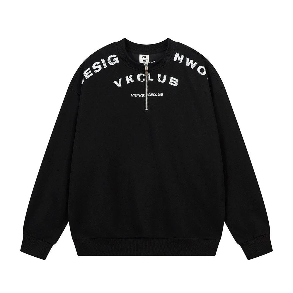 Vintage Men's simple letter print zipper round neck sweatshirt Size US M / EU 48-50 / 2 - 1 Thumbnail