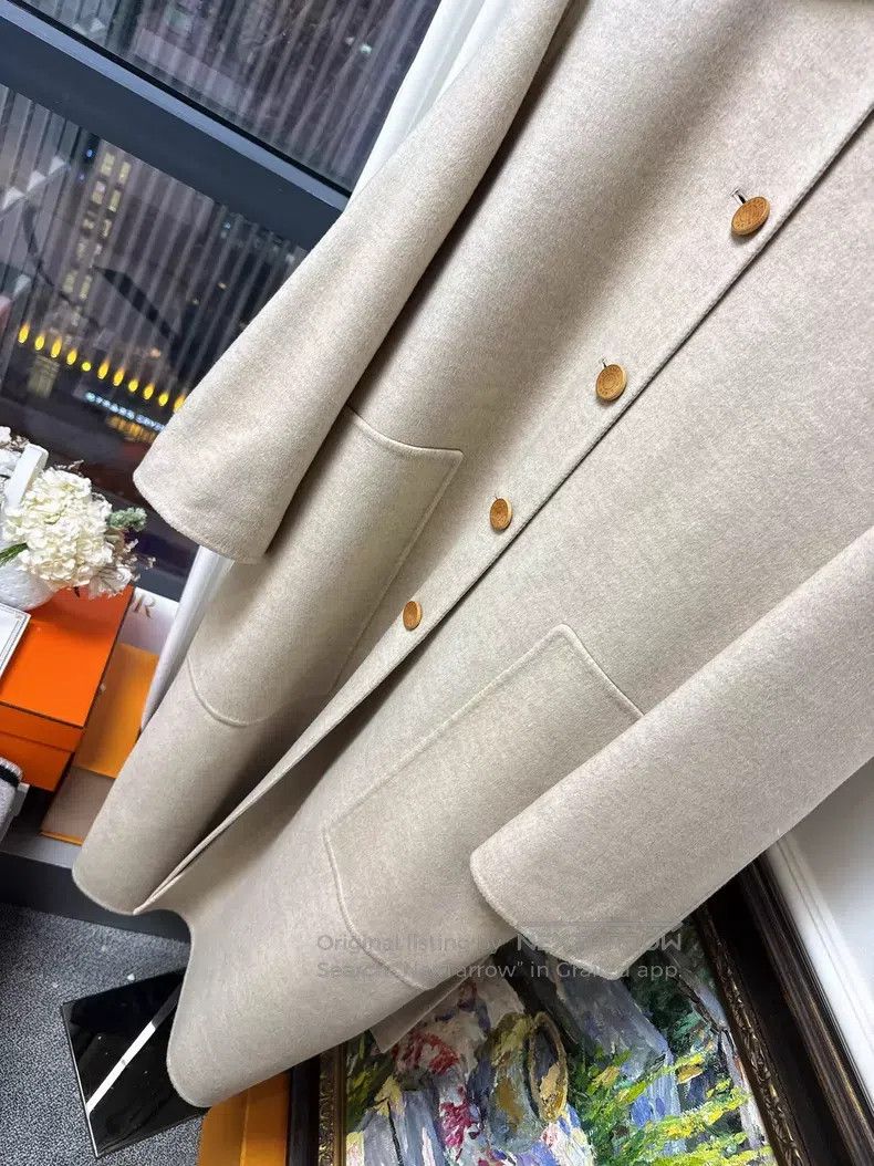 Hermes Hermes Oatmeal color cashmere coat for women Size XS / US 0-2 / IT 36-38 - 4 Thumbnail