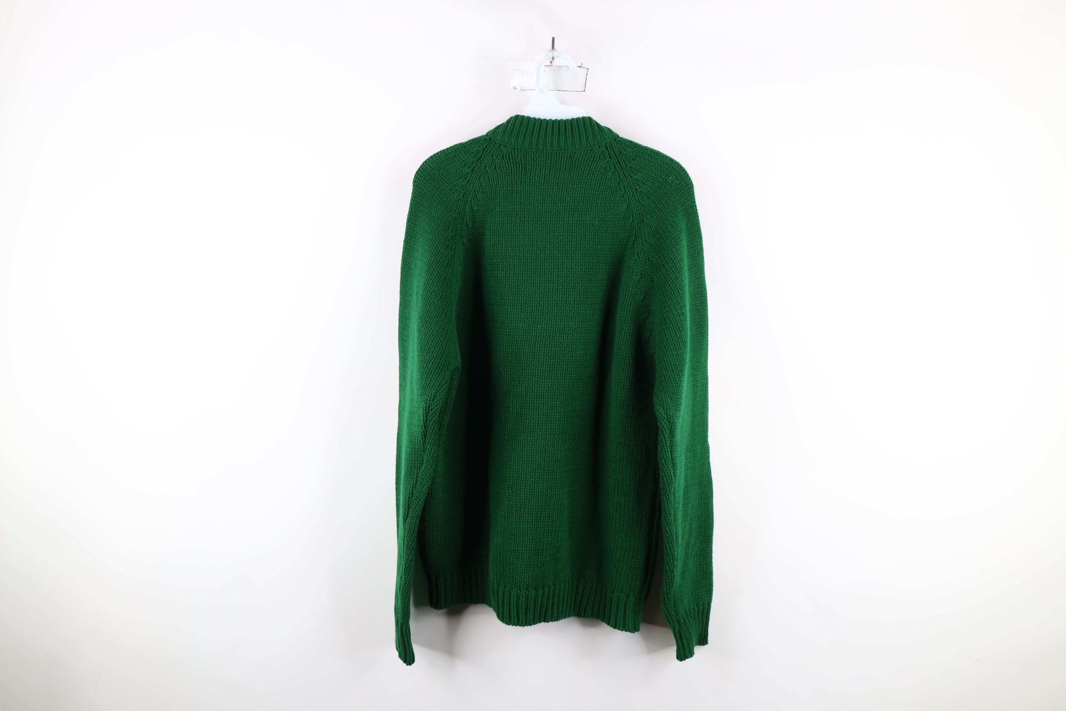 Vintage Vintage 70s Streetwear Ribbed Geometric Knit Sweater Green Size US L / EU 52-54 / 3 - 8 Thumbnail