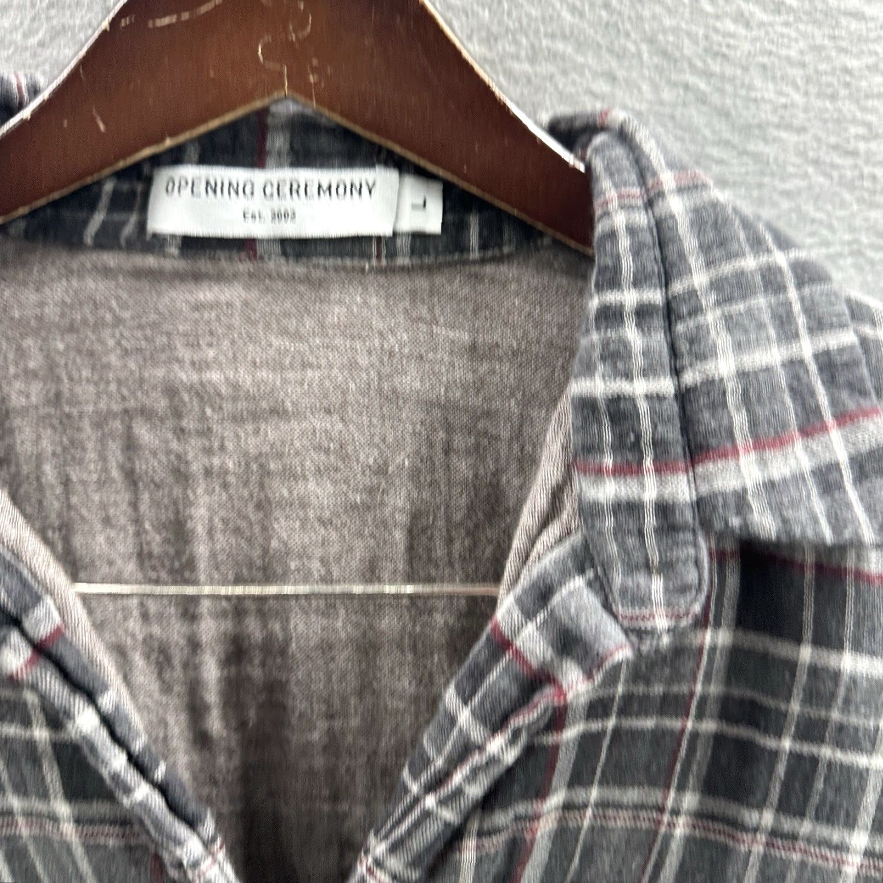 Opening Ceremony Opening Ceremony Peplum Blouse Womens Large Gray Plaid Muslin Quiet Luxury Cottage Size L / US 10 / IT 46 - 7 Thumbnail