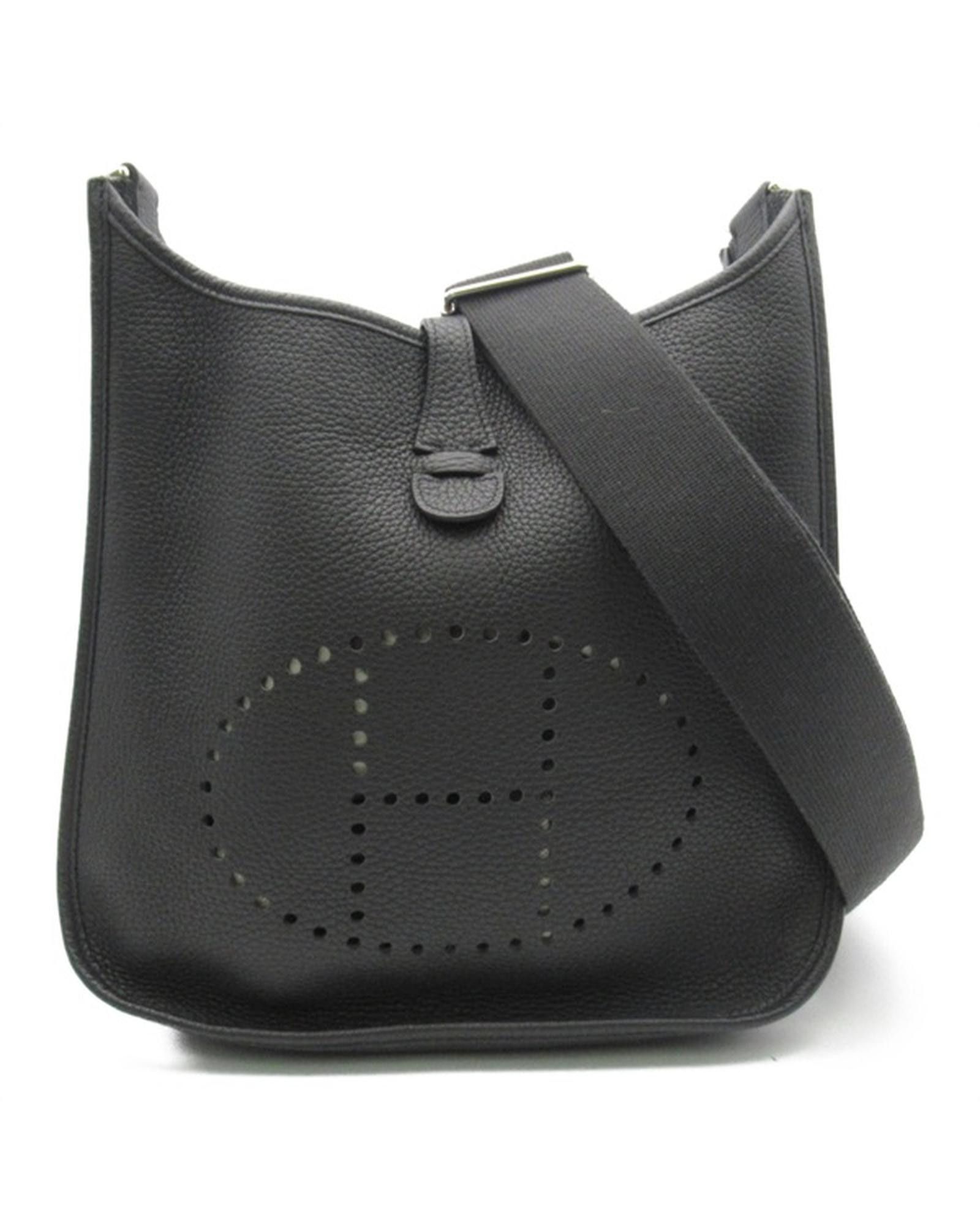 image of Hermes Black Clemence Evelyne Iii Pm Bag In Ab Condition, Women's