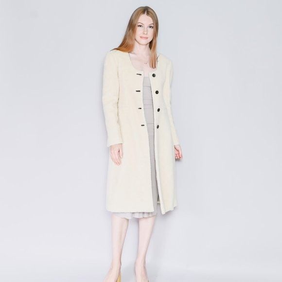 Other GIA STUDIOS Ivory Cream Collarless Sherpa Coat Small Size S / US 4 / IT 40 - 7 Thumbnail