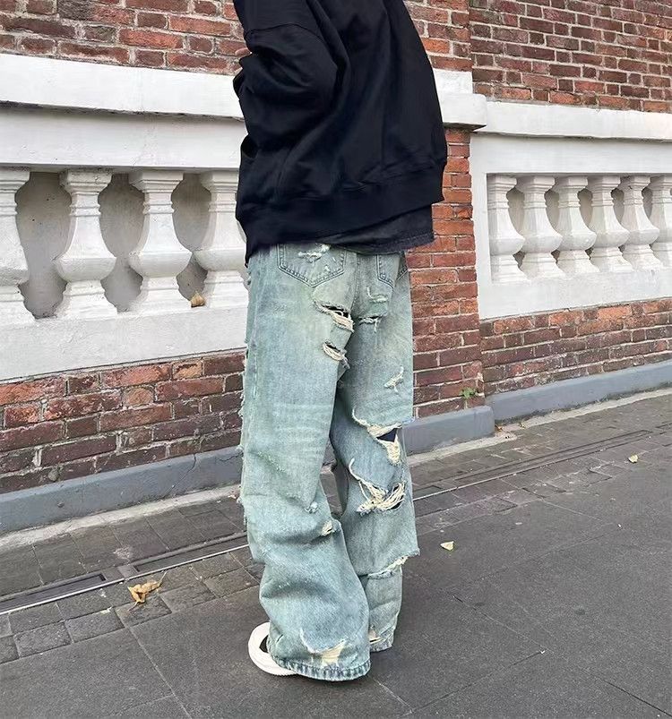 Japanese Brand × Jean Vintage Street Hip Hop Washed Loose Wide Leg Jeans Size US 30 / EU 46 - 5 Thumbnail