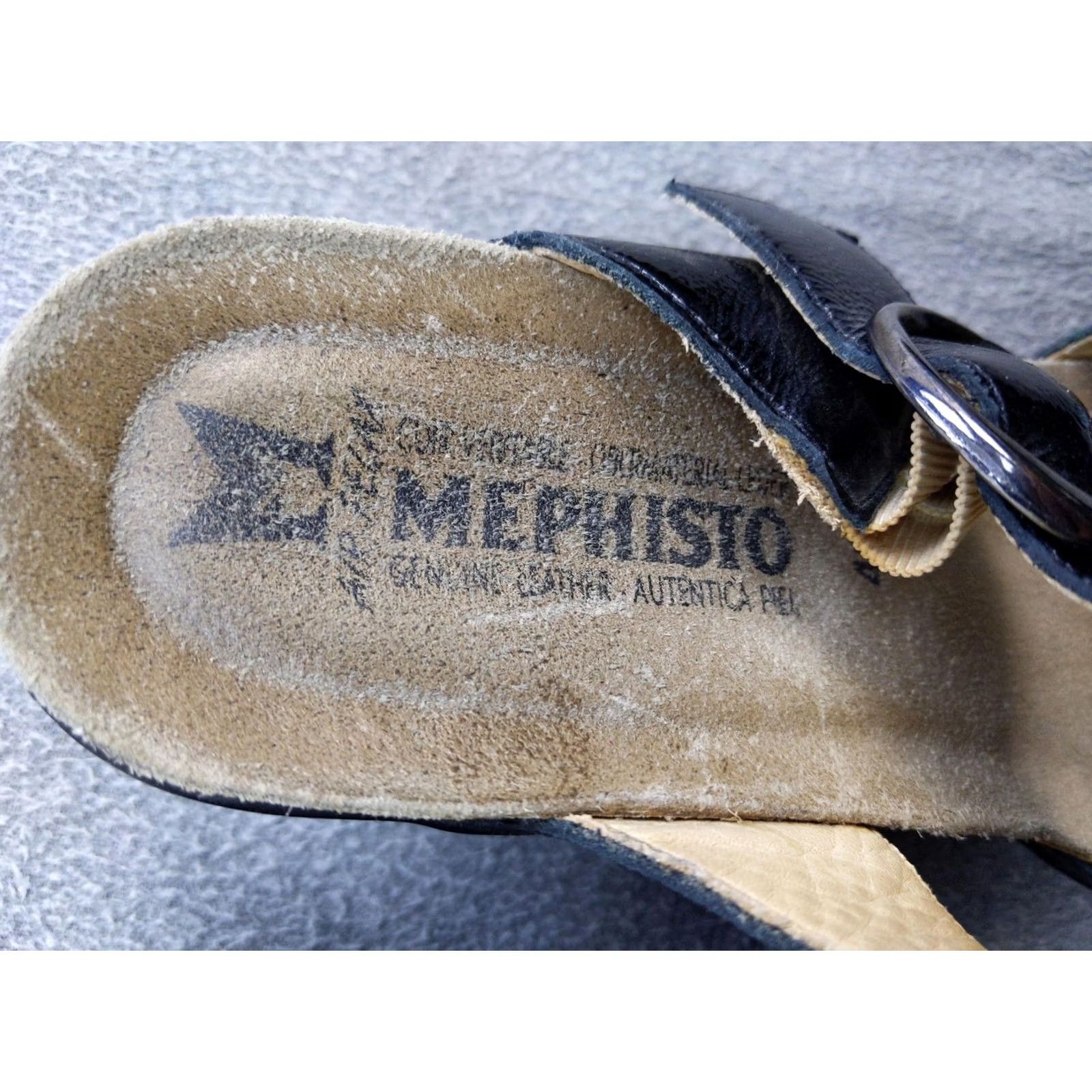 Mephisto Mephisto Sandals Womens 9 Black Wedge Cork Slide Leather Buckle Comfort Slip On Adjustable Strap Size US 9 / IT 39 - 3 Thumbnail