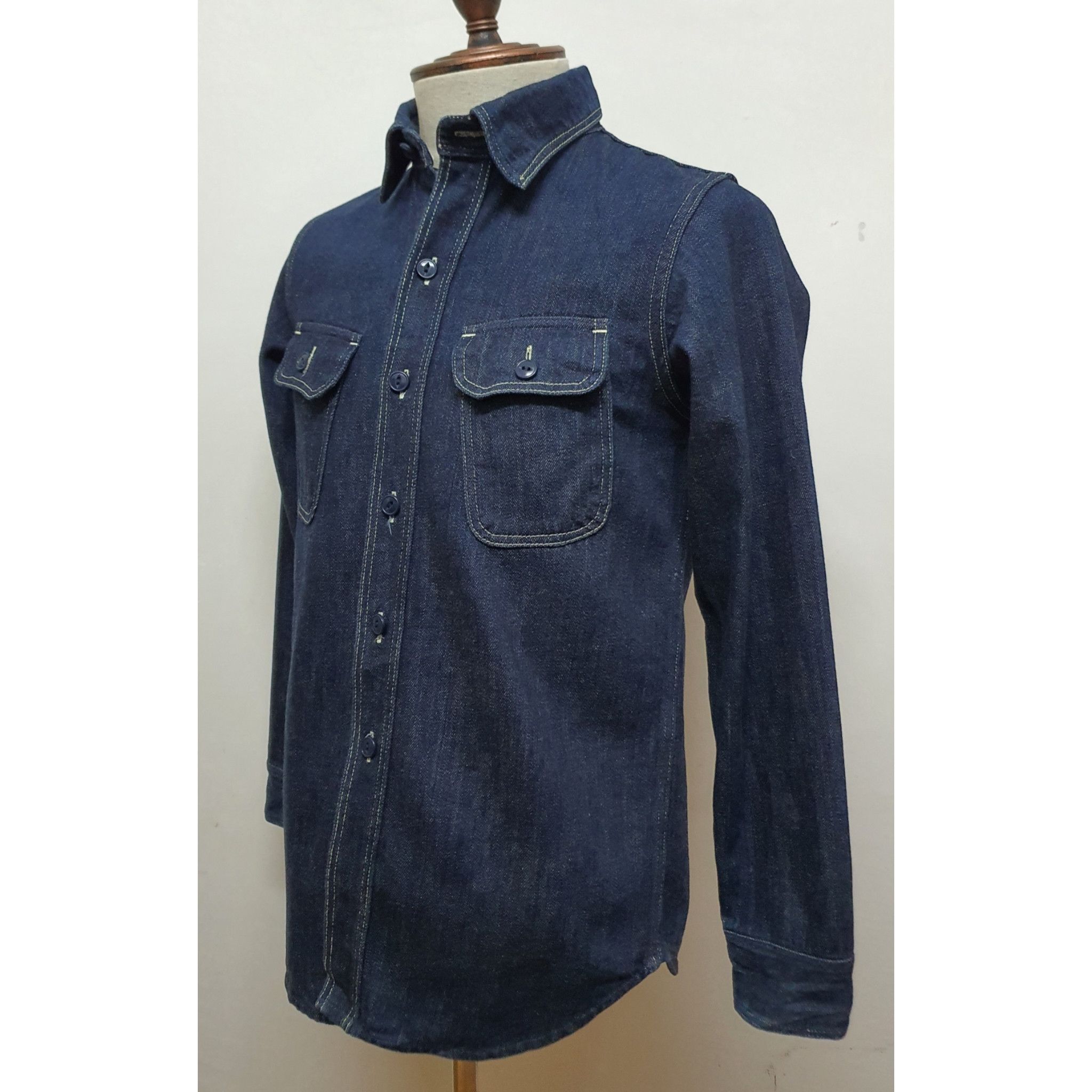 image of Kapital Japan Denim Shirt By Kiro Hirata, Xs. (Original) in Indigo, Men's