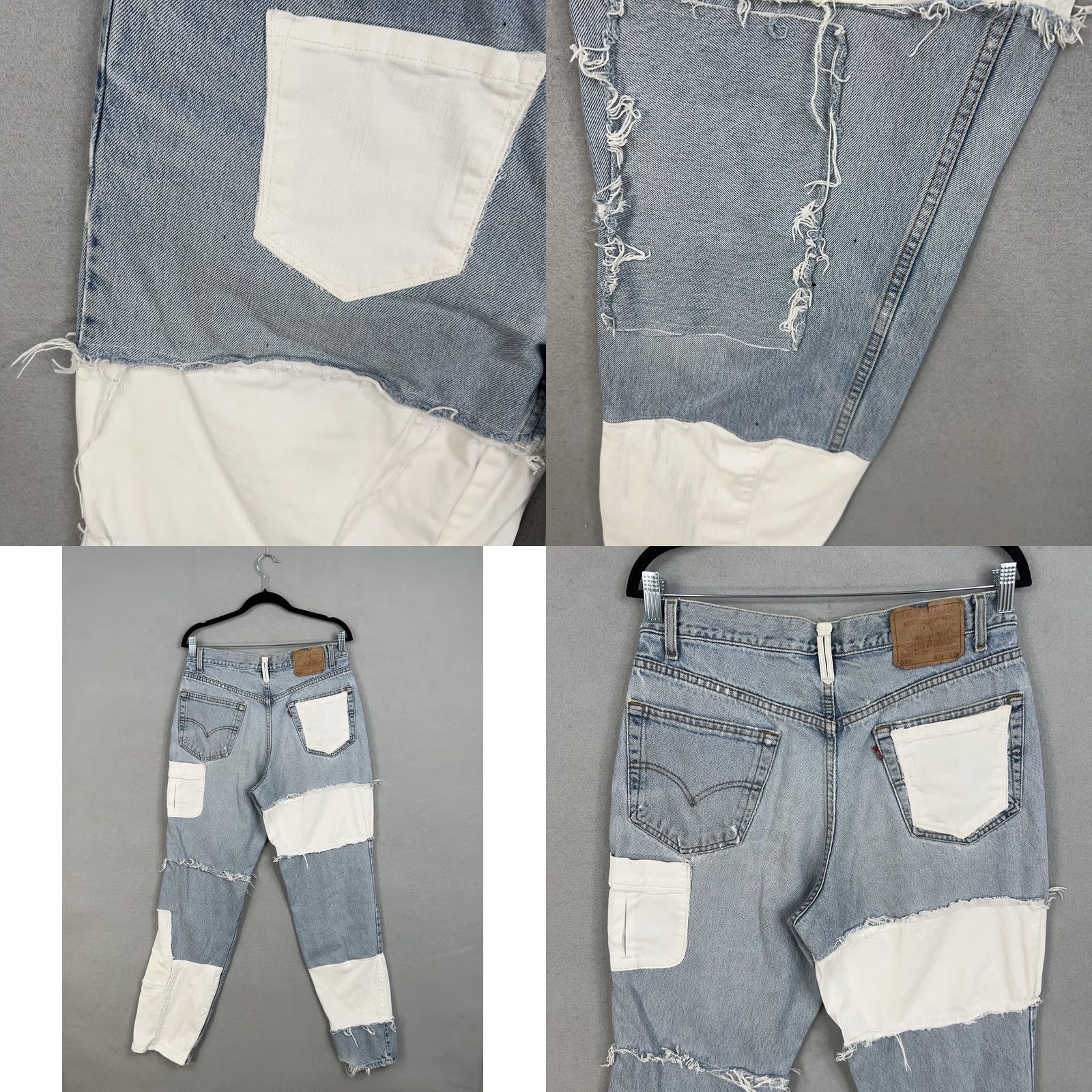 Levi's Vintage Levi'S Jeans - 34x36 - Denim Patchwork - Mid Rise - Blue - Upcycled 550 Size US 34 / EU 50 - 8 Thumbnail