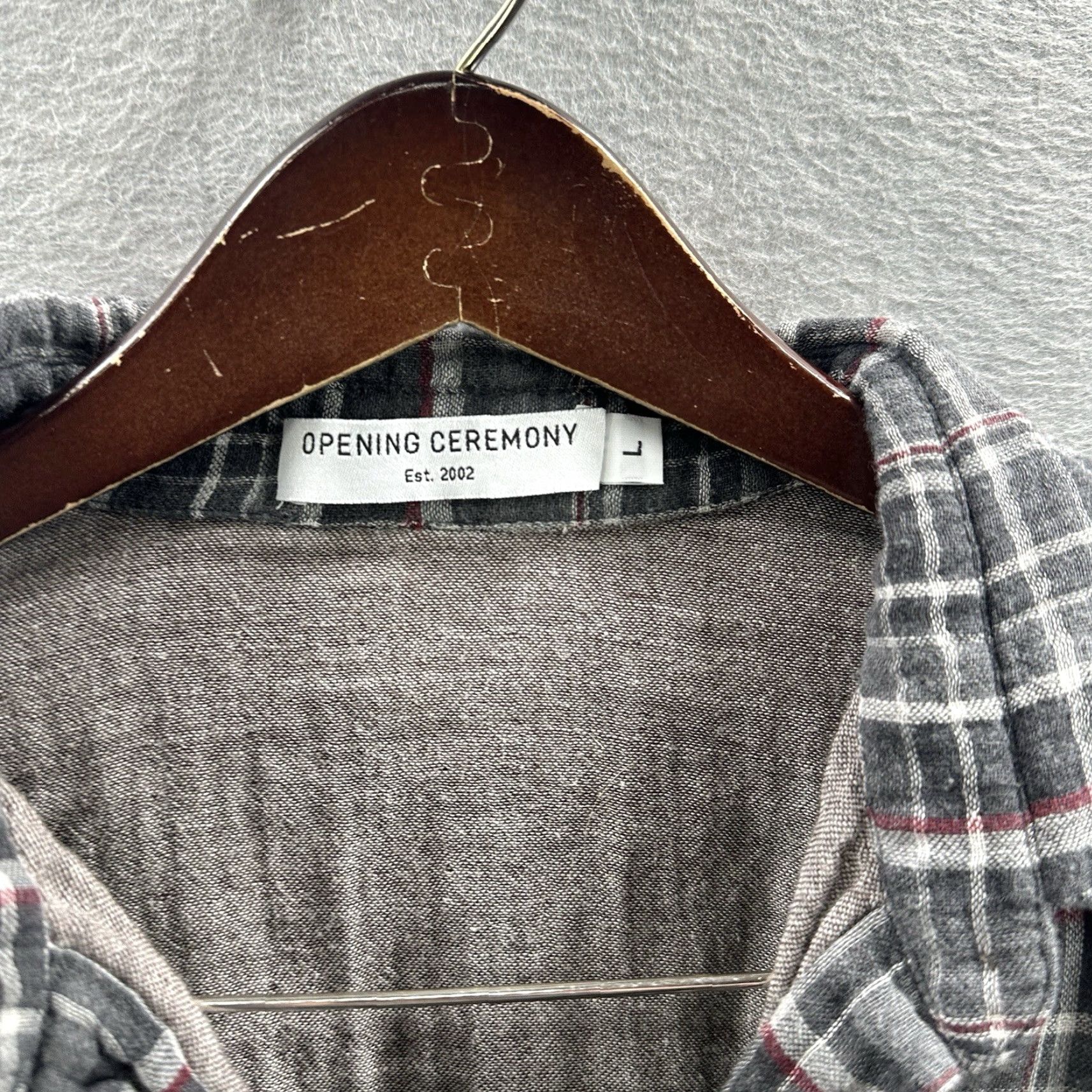 Opening Ceremony Opening Ceremony Peplum Blouse Womens Large Gray Plaid Muslin Quiet Luxury Cottage Size L / US 10 / IT 46 - 6 Thumbnail