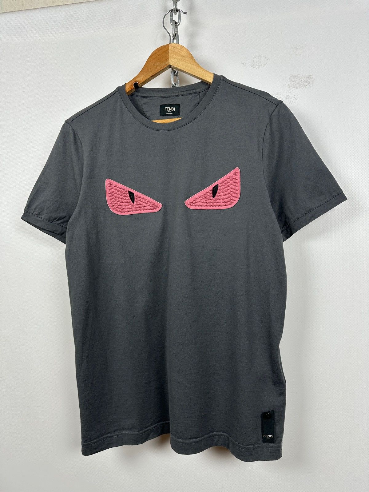 Fendi Fendi Monster Eyes Studded Gray T-Shirt Size US M / EU 48-50 / 2 - 3 Thumbnail