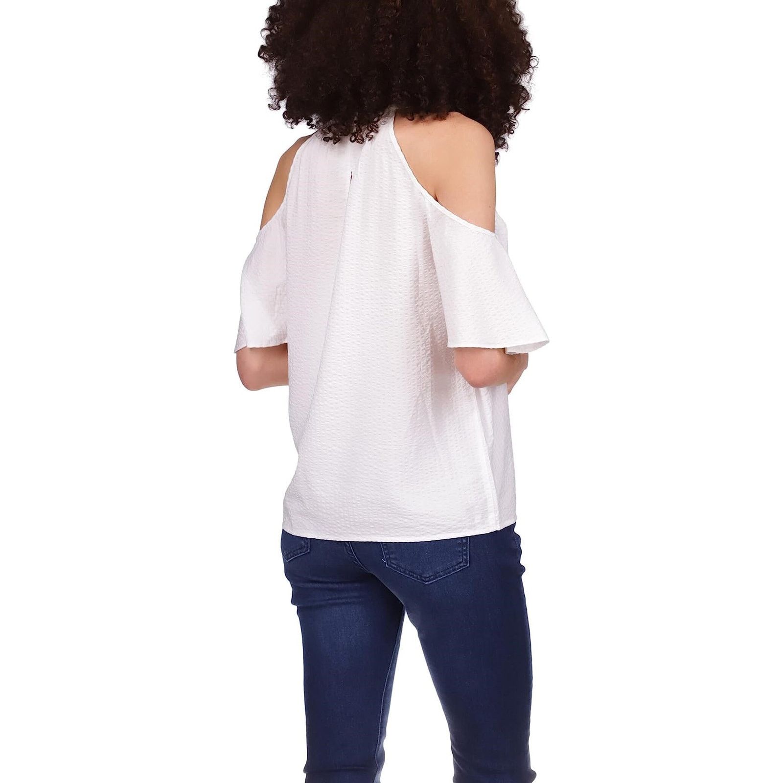 Michael Kors Michael Kors Women White Viscose Cold-Shoulder Top Size L Size L / US 10 / IT 46 - 3 Thumbnail