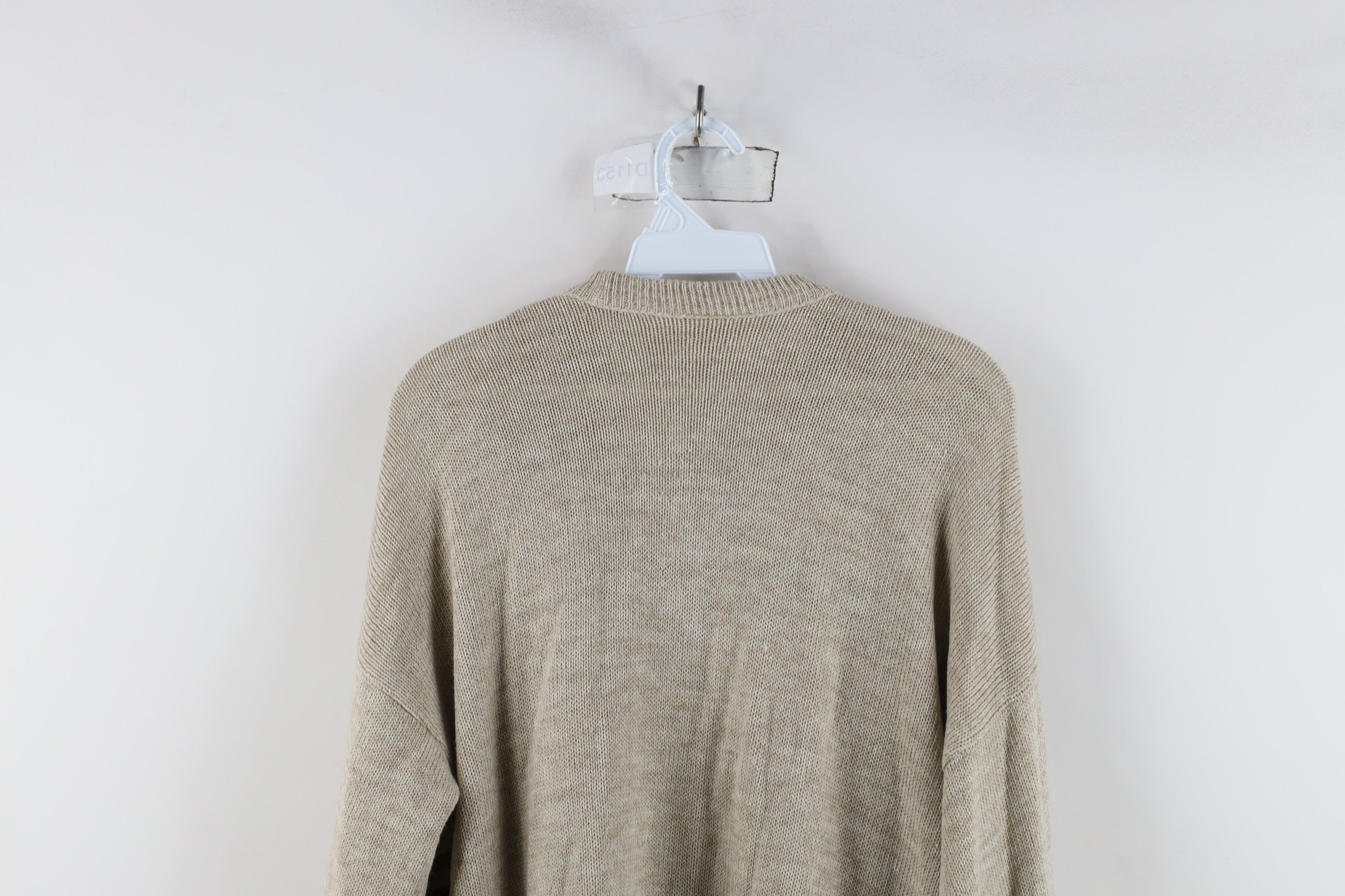 Vintage Vintage 90s Streetwear Geometric Cable Knit Sweater Beige Size US L / EU 52-54 / 3 - 13 Thumbnail