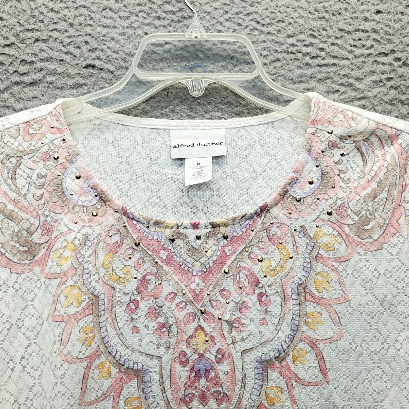 Vintage Alfred Dunner Blouse Top Womens M Multi Lace Beaded Lined Long Sleeve Round Neck Size M / US 6-8 / IT 42-44 - 8 Thumbnail
